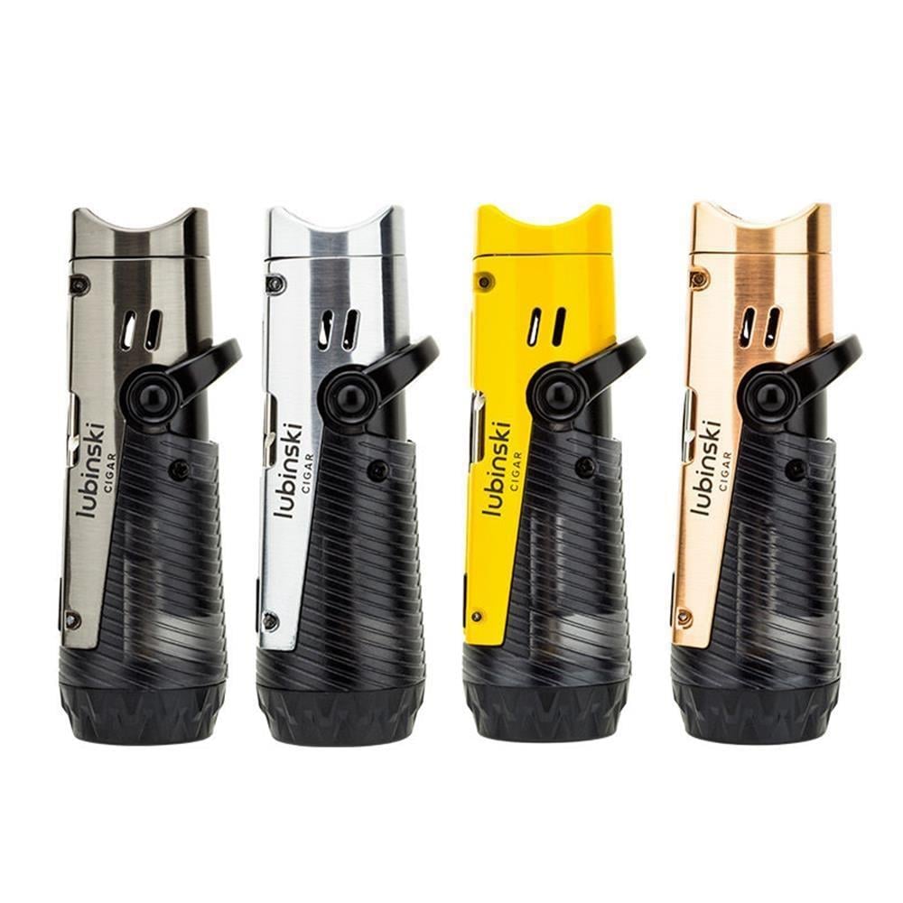 Lubinski Lion İğneli + Delicili Tek Torch Puro Çakmağı Sarı