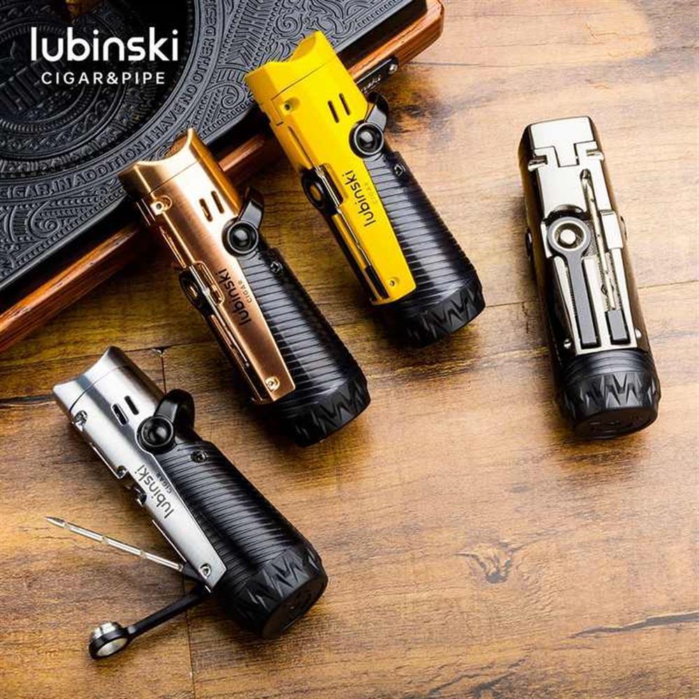 Lubinski Lion İğneli + Delicili Tek Torch Puro Çakmağı Sarı