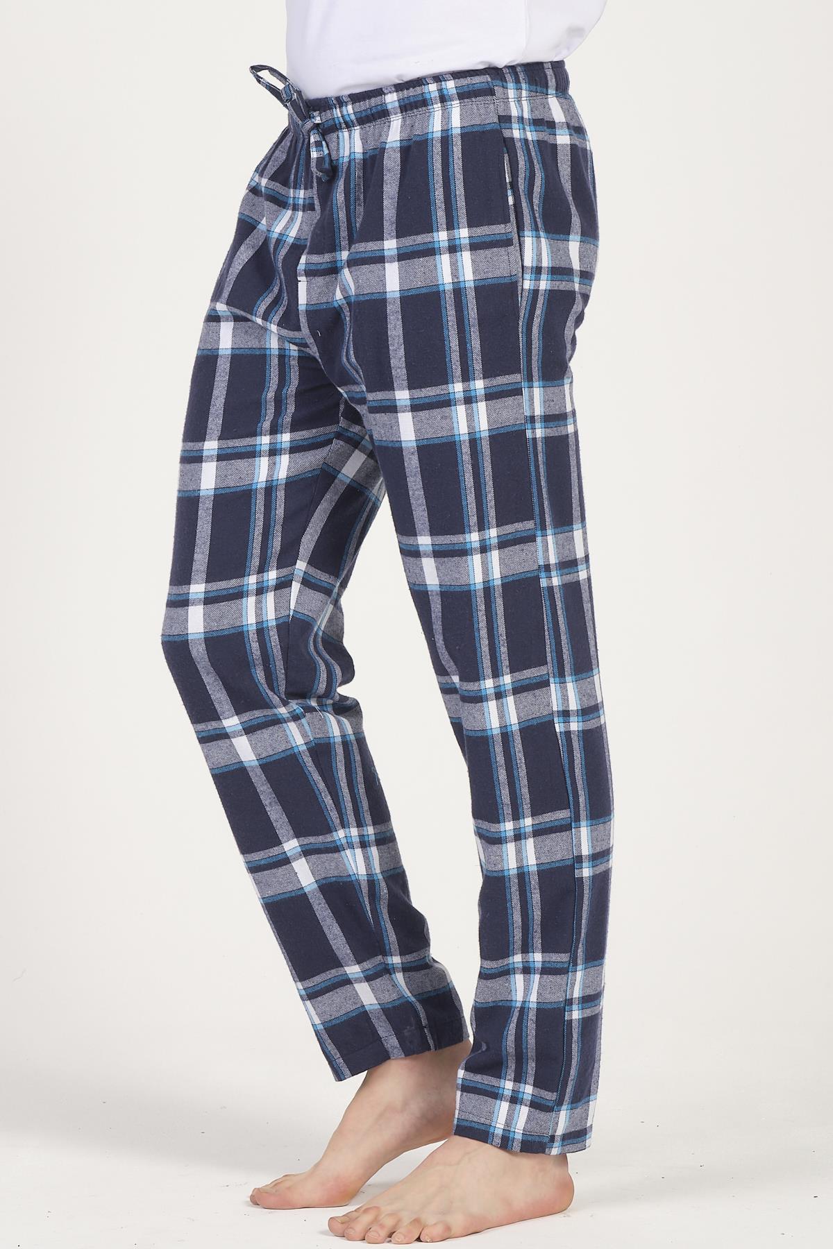 Erkek Ekoseli Flanel Spor Pijama Altı Rahat Kesim