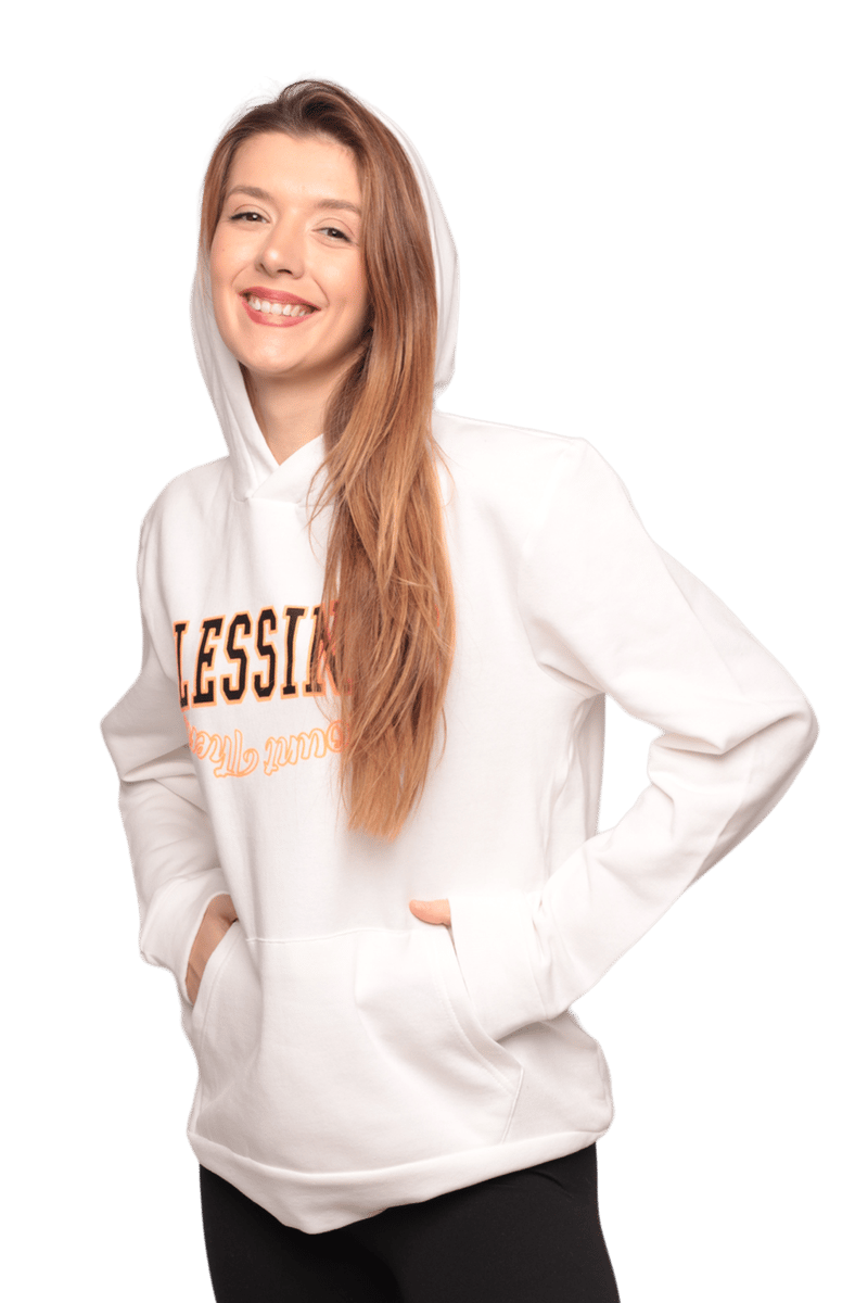 Baskılı 3 İplik Kadın Sweatshirt 0160 | Ekru