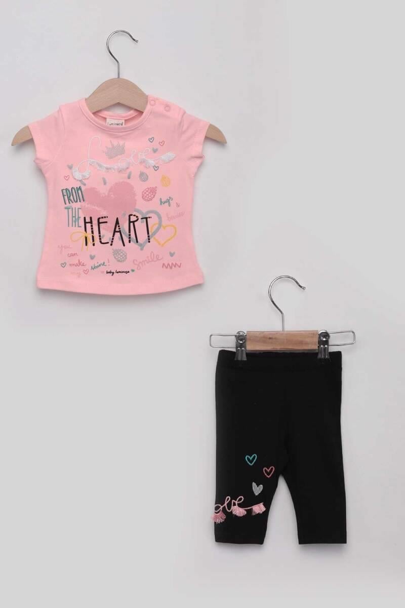 Heart Kız Bebek Taytlı Takım | Pudra