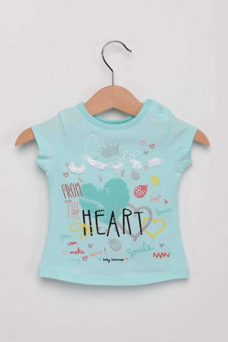 Heart Kız Bebek Taytlı Takım | Su Yeşili