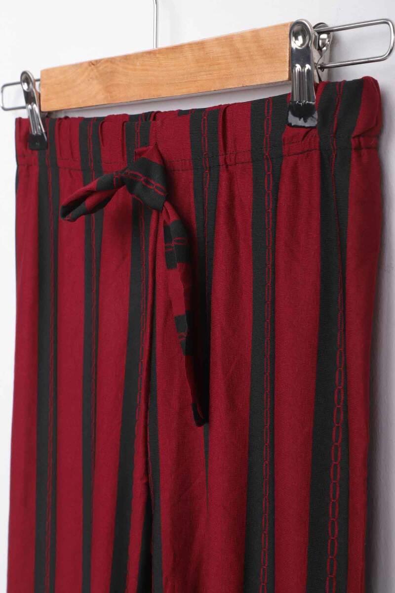 Paça Lastikli Kız Çocuk Pantolon | Bordo