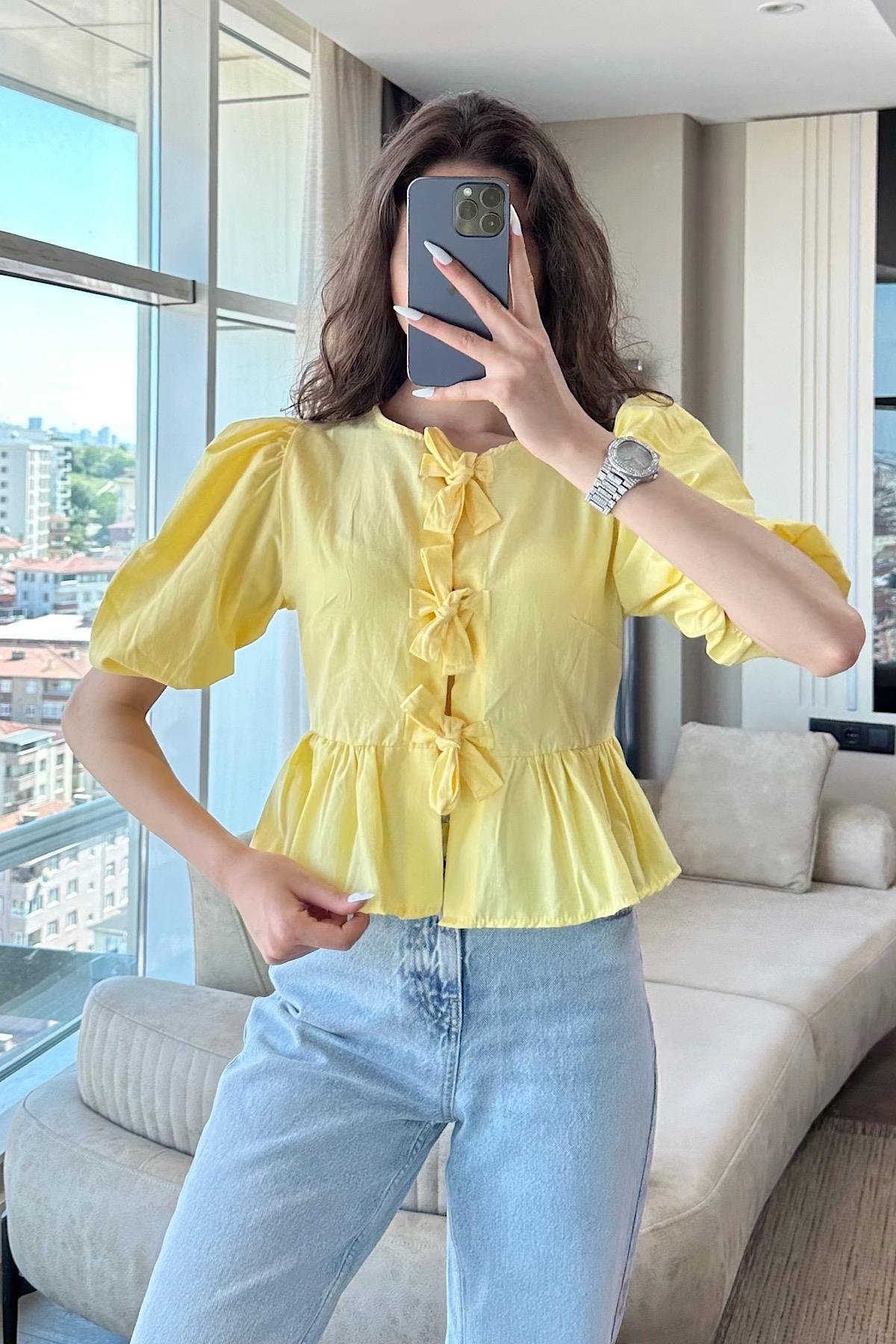 FİYONK BAĞLAMALI BALON KOL BLUZ