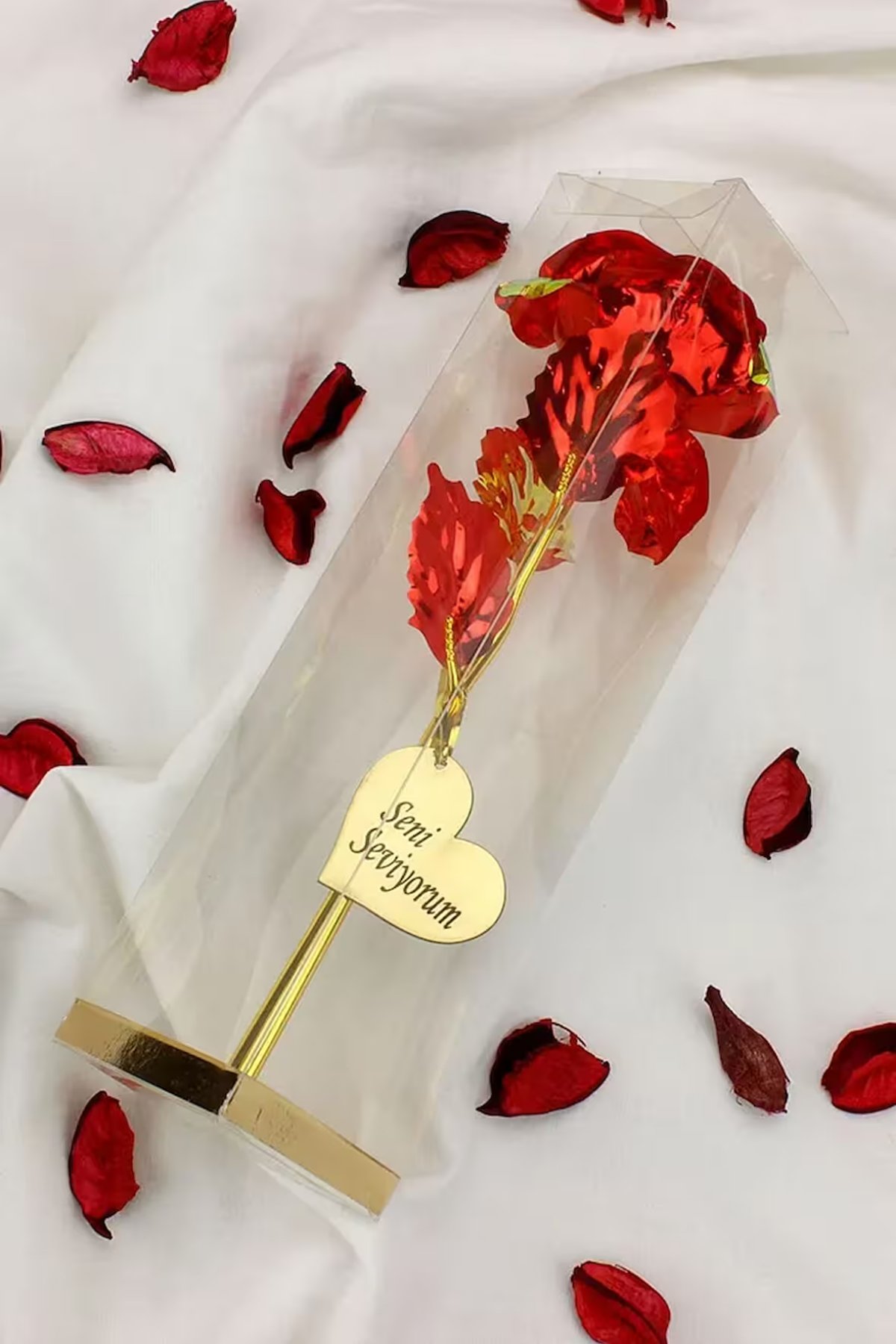 Sonsuzluk Gülü Seni Seviyorum Yazılı Kutulu Dekoratif Yapay Gül Aranjmanı Romantik Hediye Seçeneği Kalıcı Anlamlı ve Şık Tasarımıyla Sevgililer Günü ve Özel Günler İçin İdeal Armağan