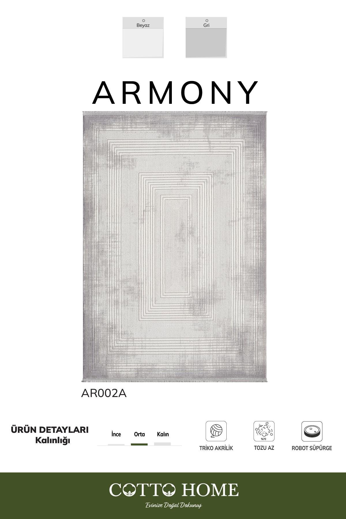 Armony Ar002a Gri Halı Modern Desenli Akrilik Pamuk Taban