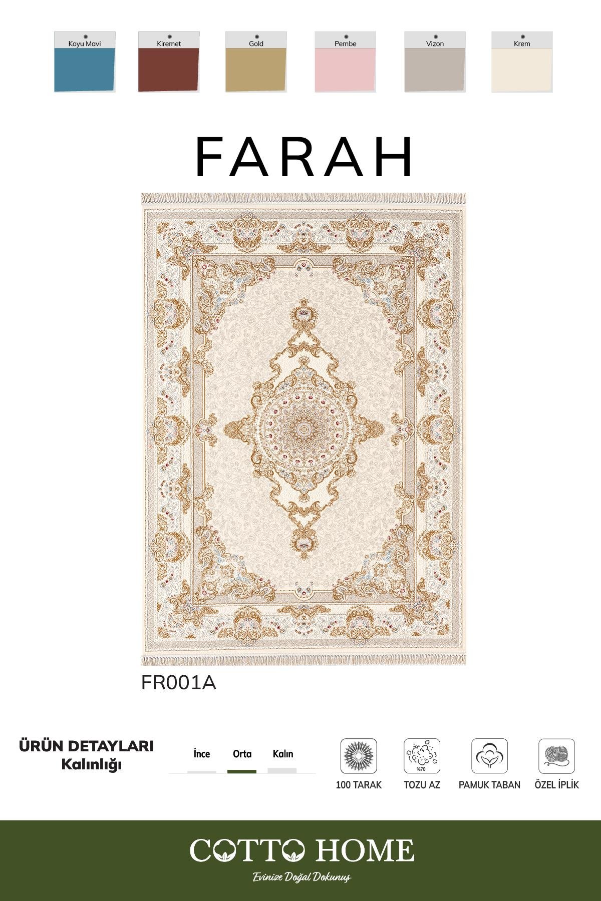 Farah FR001A Renkli Halı Klasik Desen Özel İpli Pamuk Taban