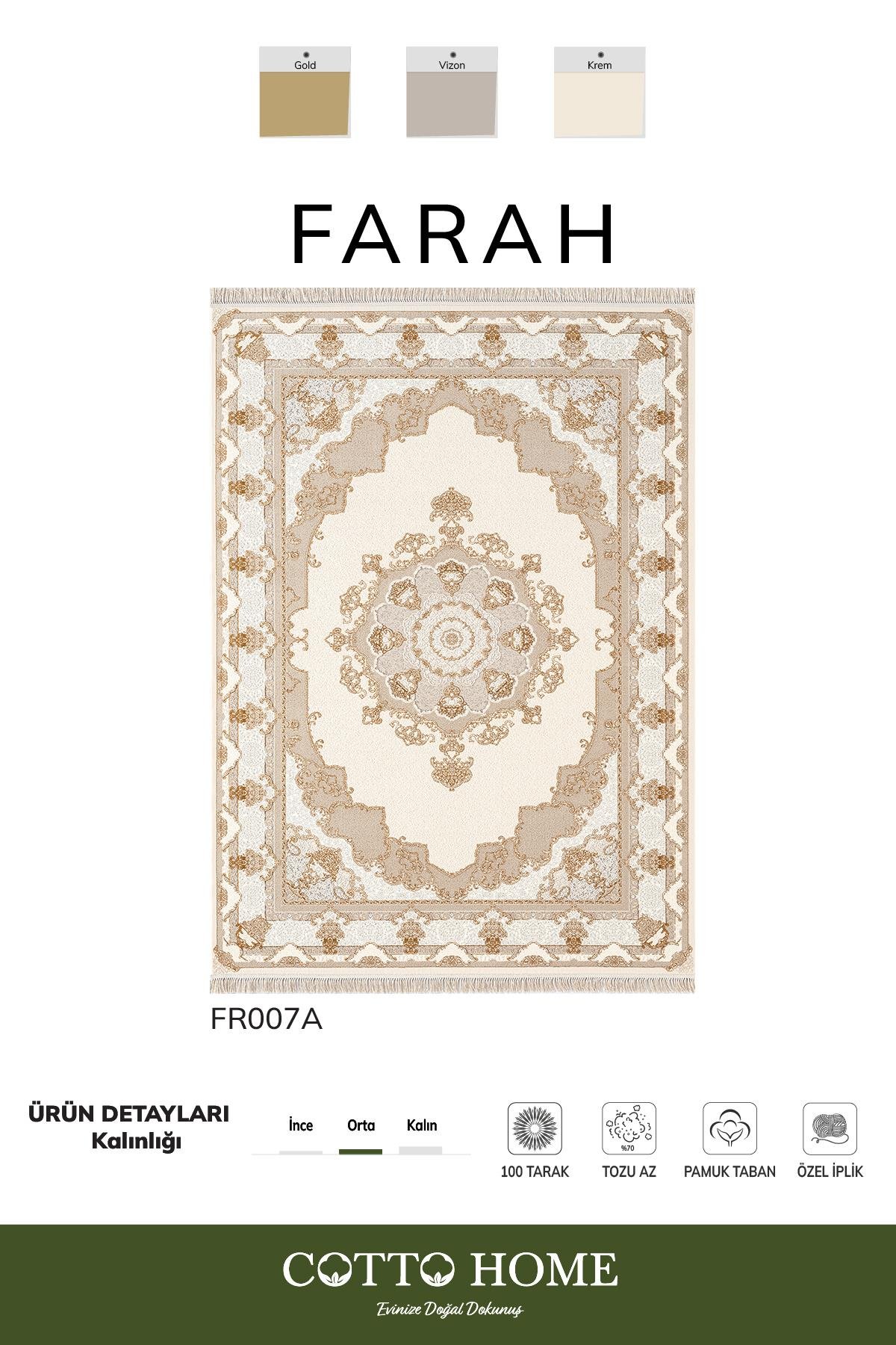 Farah FR007A Renkli Halı Klasik Desen Özel İpli Pamuk Taban
