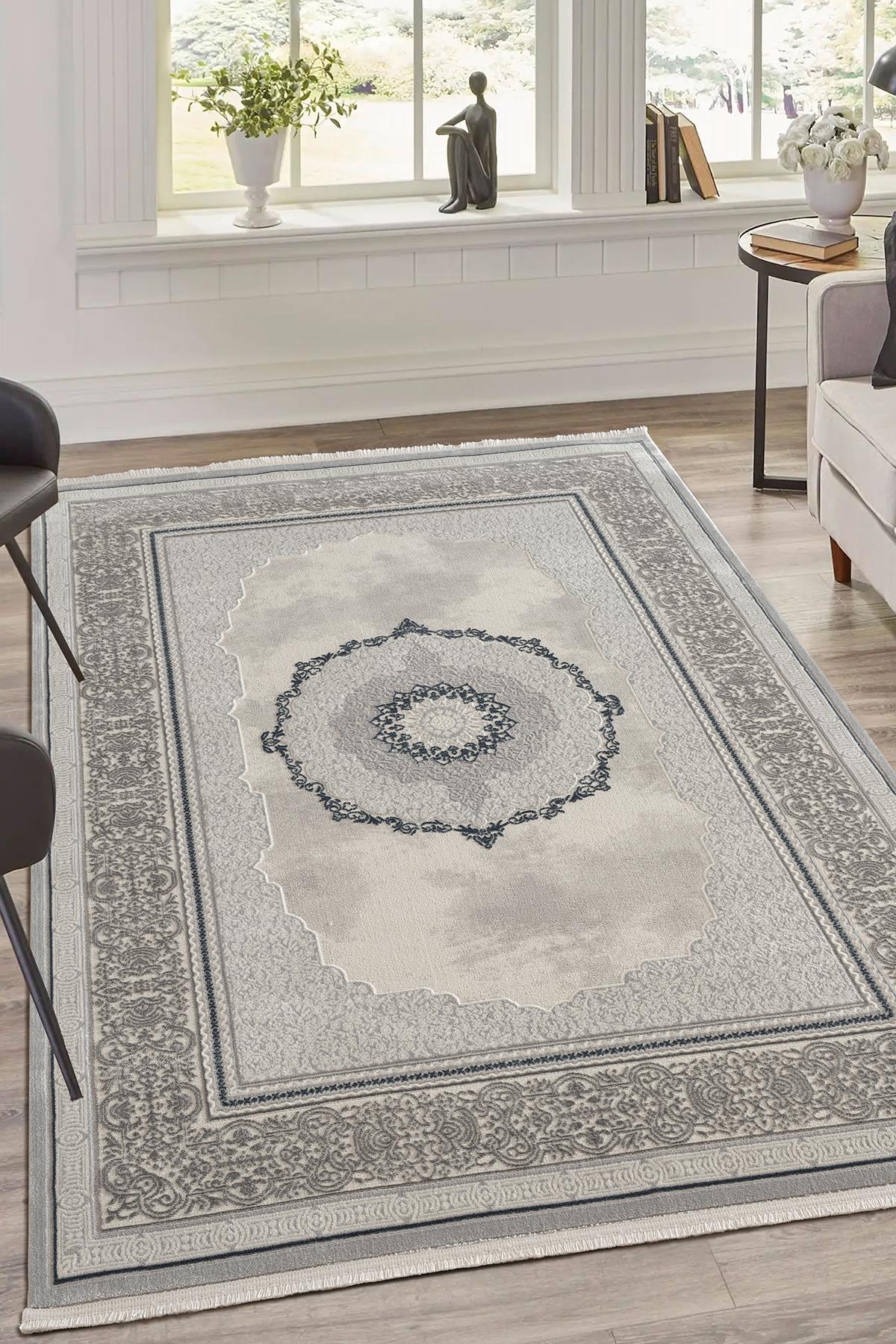Lıfe LF002G Mavi Halı Modern Desen Antialerjik Pamuk Taban