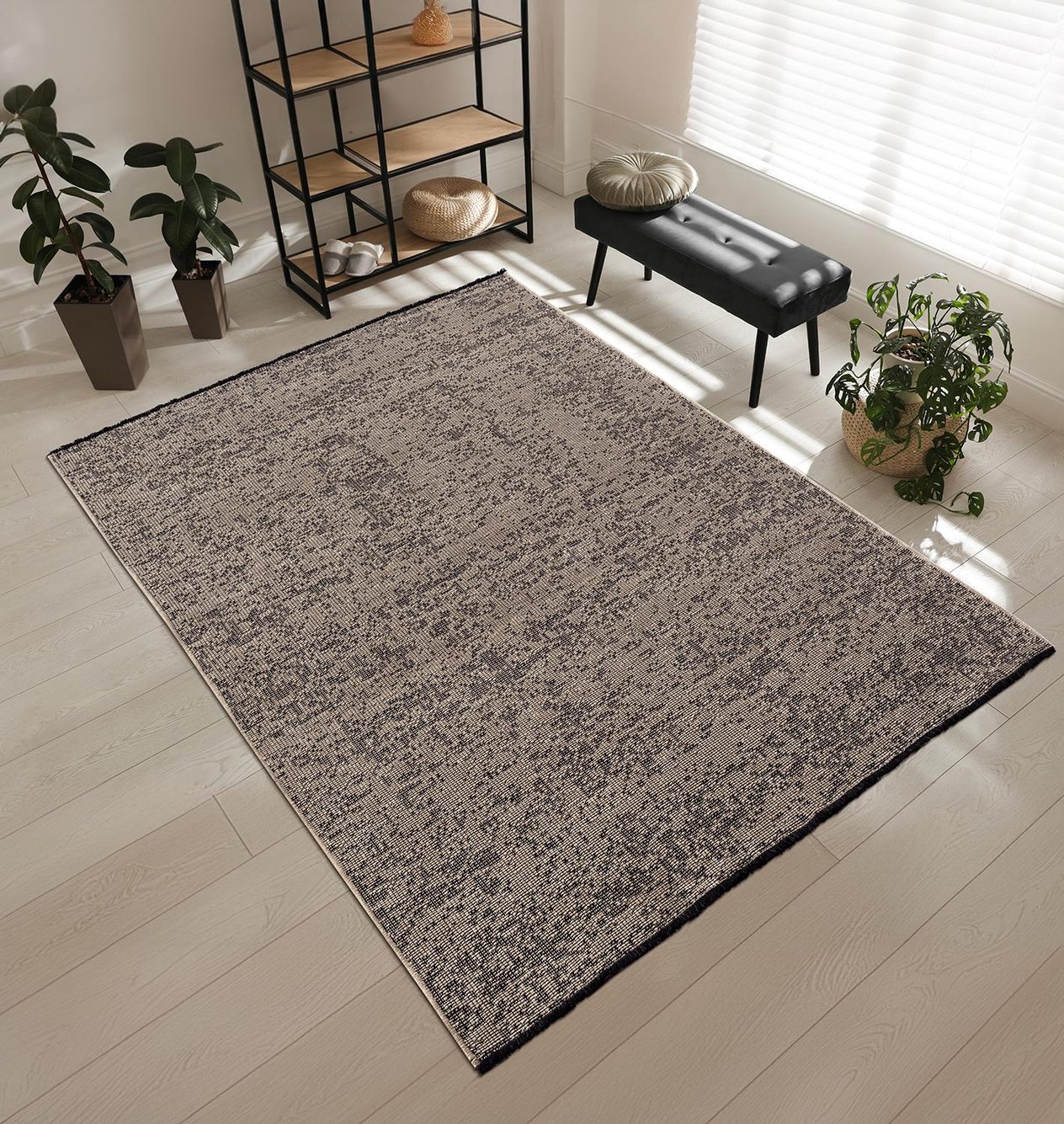Pıxel PX002A Bej Halı Modern Şönil Yıkanabilir Pamuk Taban