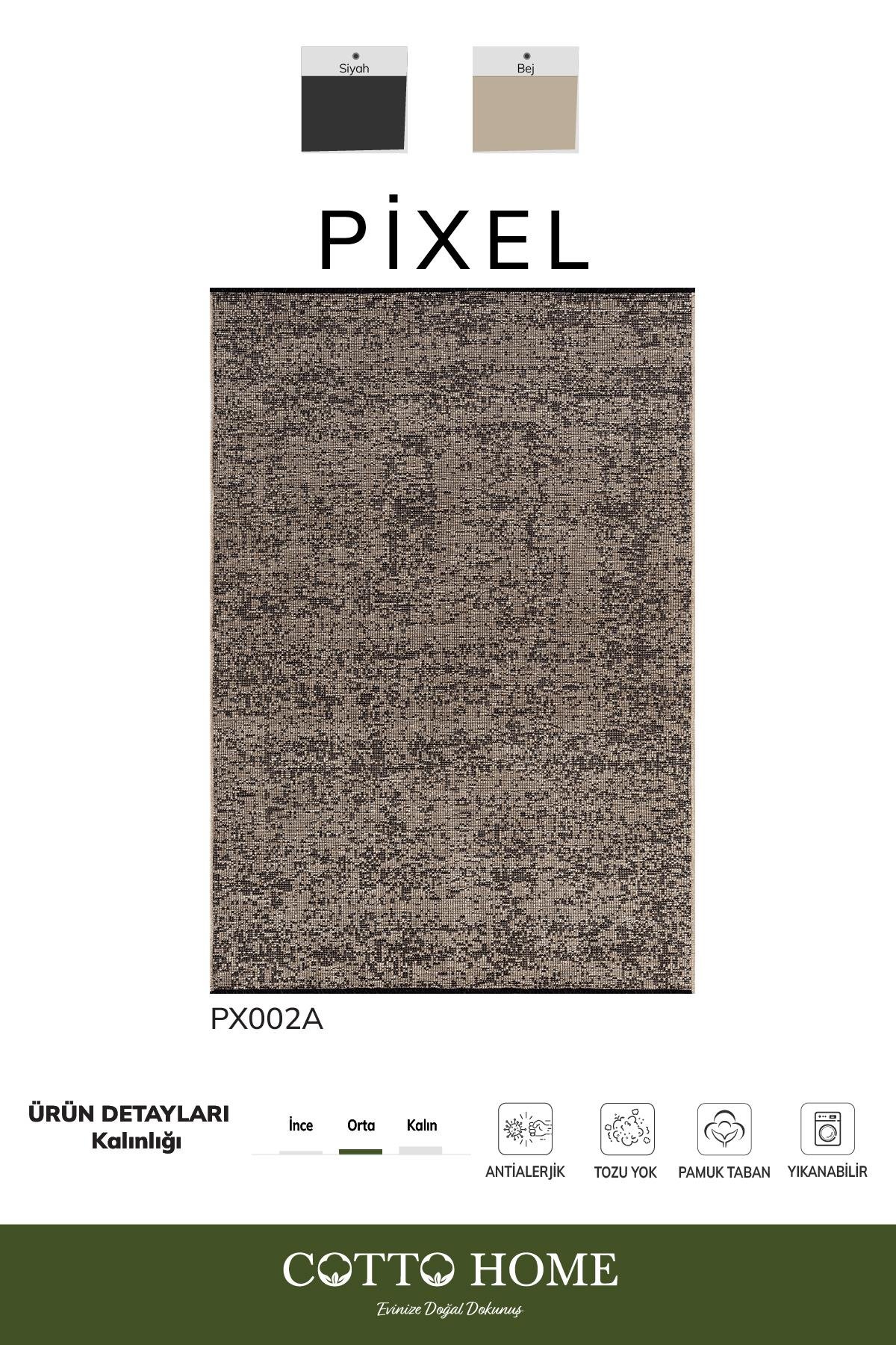 Pıxel PX002A Bej Halı Modern Şönil Yıkanabilir Pamuk Taban