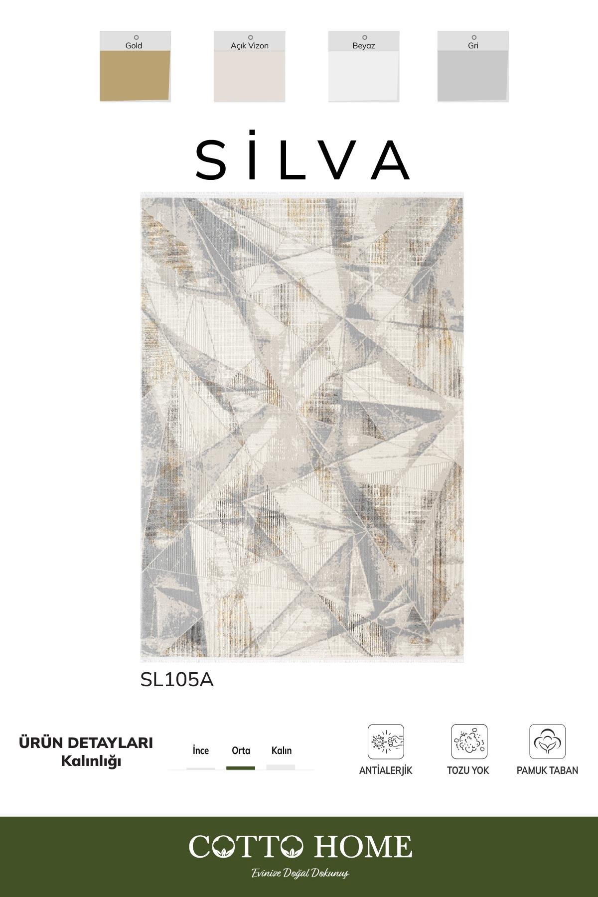 Sılva SL105A Krem Halı Geometrik Desen Antialerjik Pamuk Taban