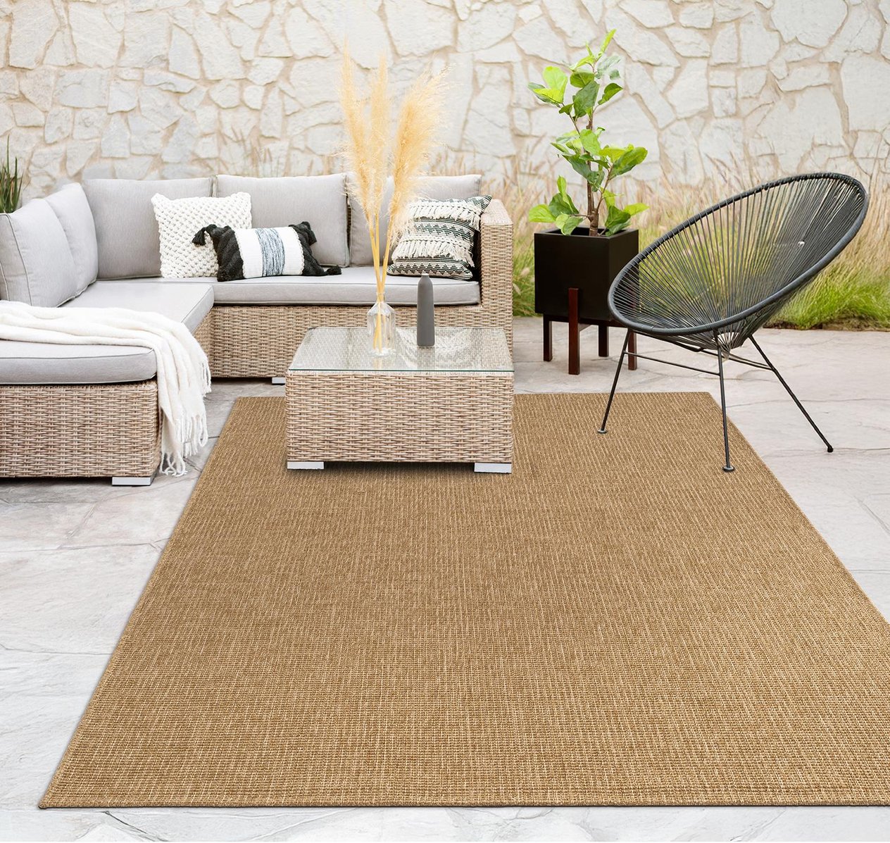Tiora TI001A Bej Jüt Halı Naturel Sisal Örme Hasır Modern Yıkanabilir