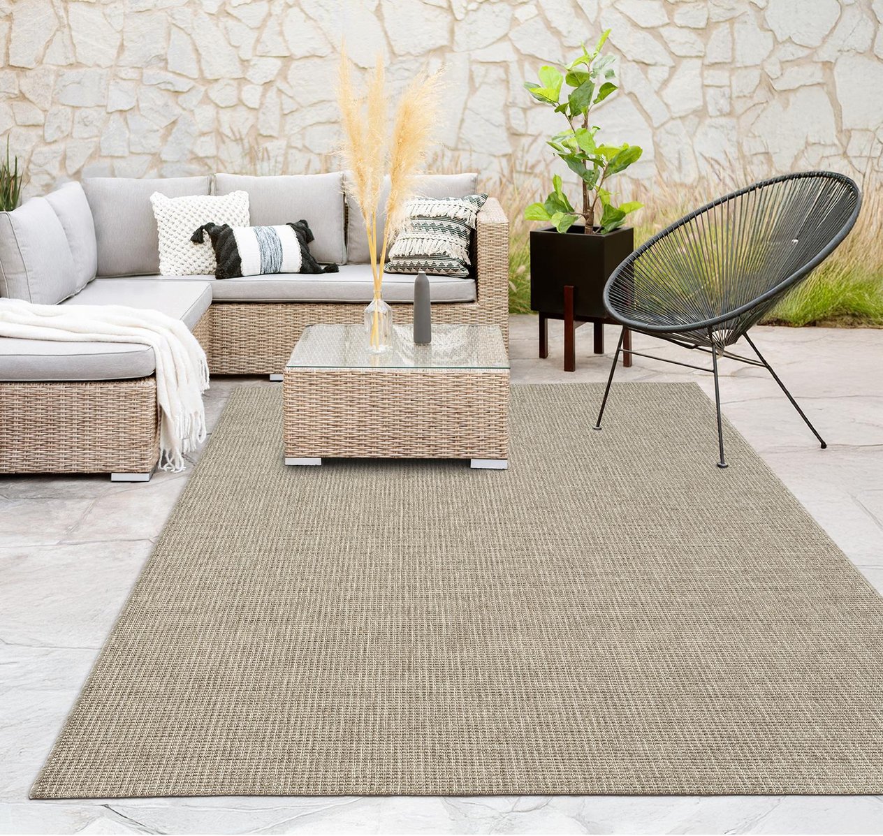 Tiora TI003A Gri Jüt Halı Naturel Sisal Örme Hasır Modern Yıkanabilir