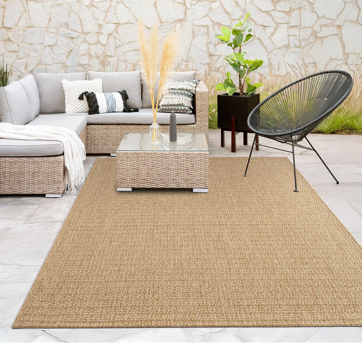 Tiora TI004A Bej Jüt Halı Naturel Sisal Örme Hasır Modern Yıkanabilir
