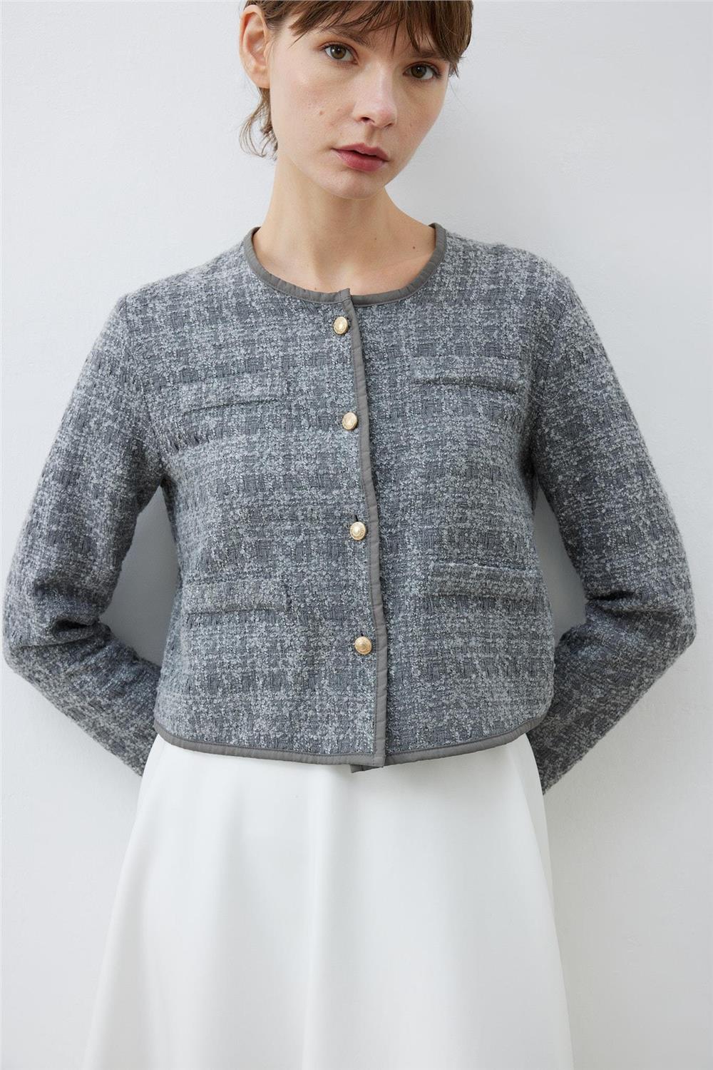 TD SALLY TUVİT CEPLİ KISA HIRKA/ANTRASİT/1