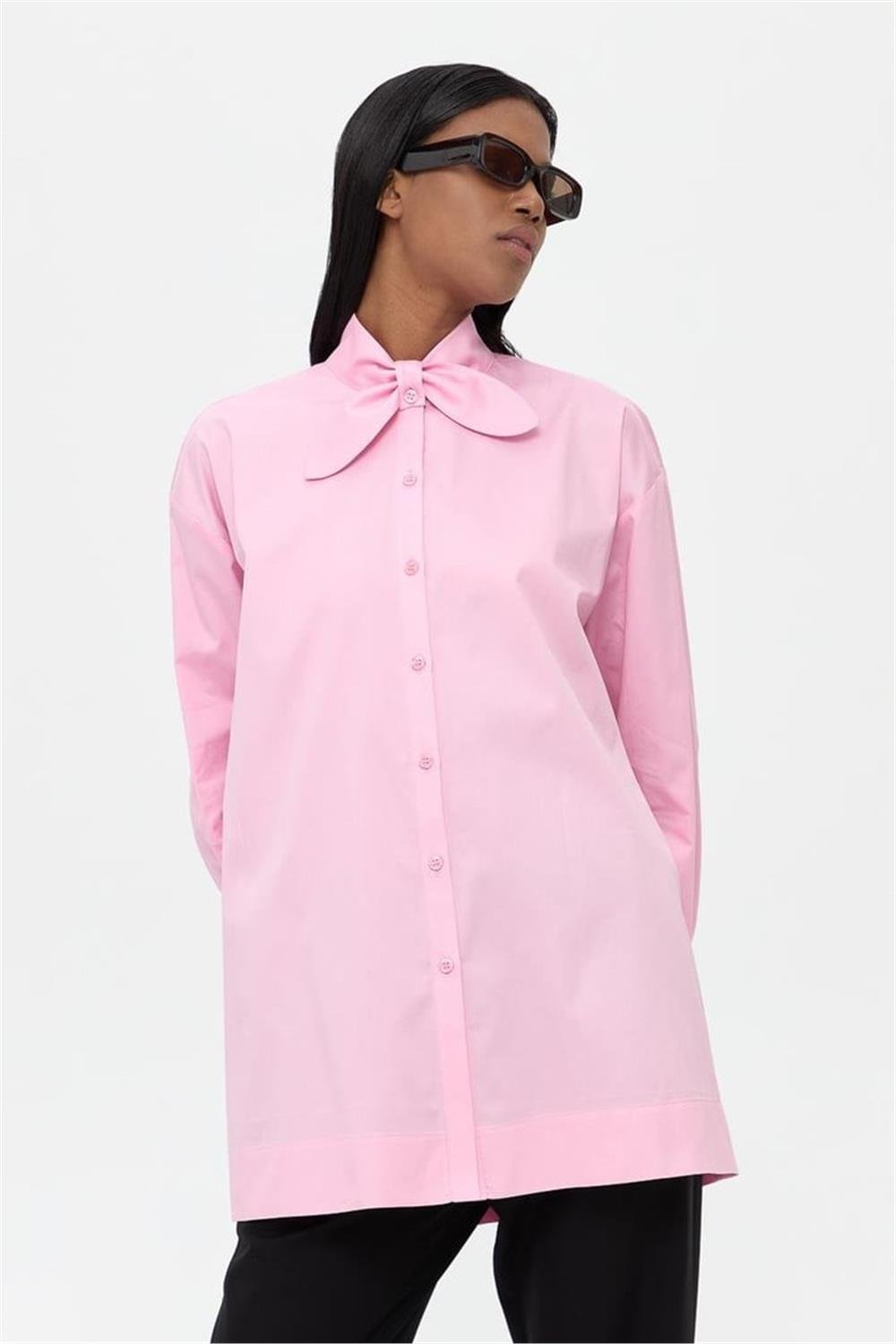 ZŞ YAKA DETAYLI GÖMLEK /PEMBE/STANDART