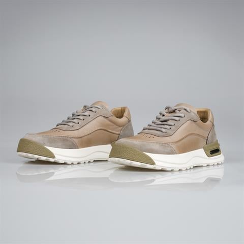 Erkek Hakiki Deri Bej Sneaker TG-101