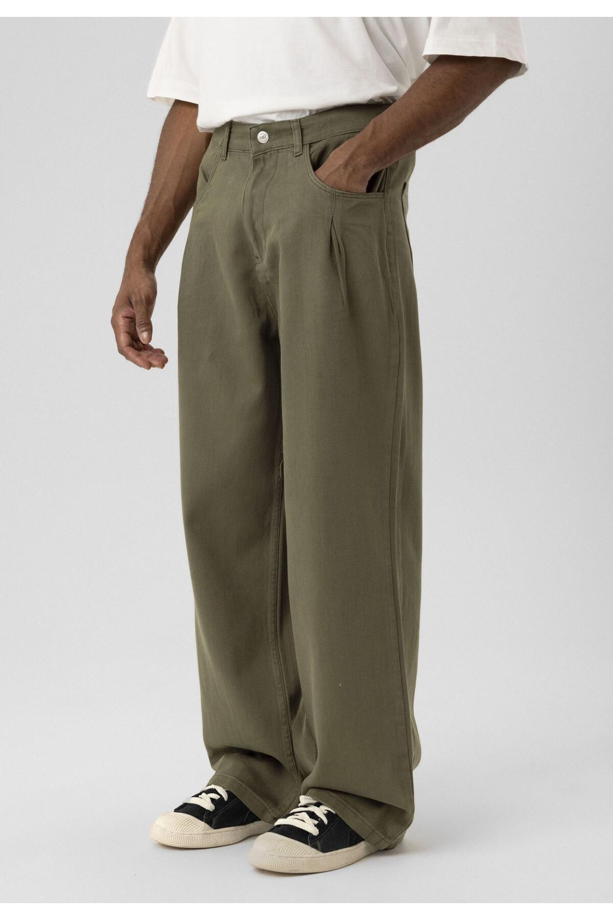 Balloon Fit Gabardin Pantolon Haki