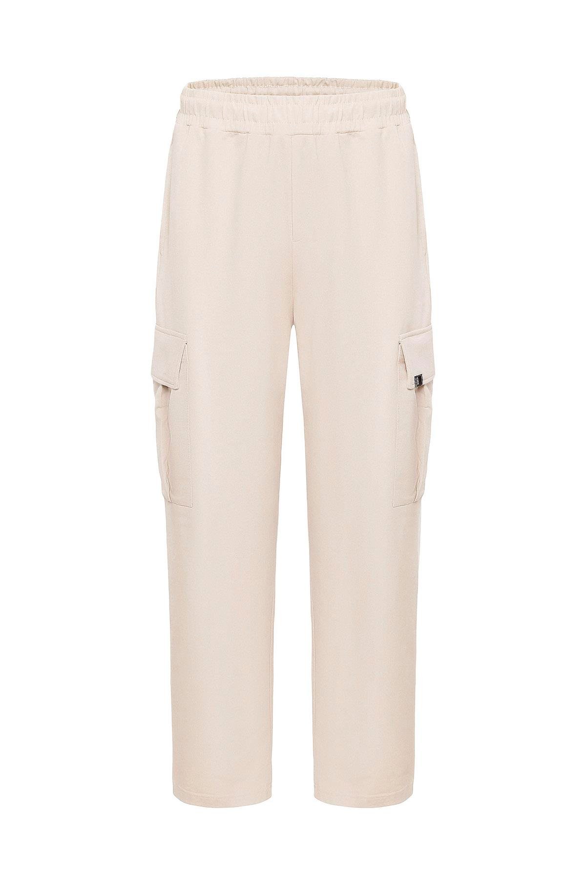 Bel Lastikli Kargo Baggy Pantolon Taş