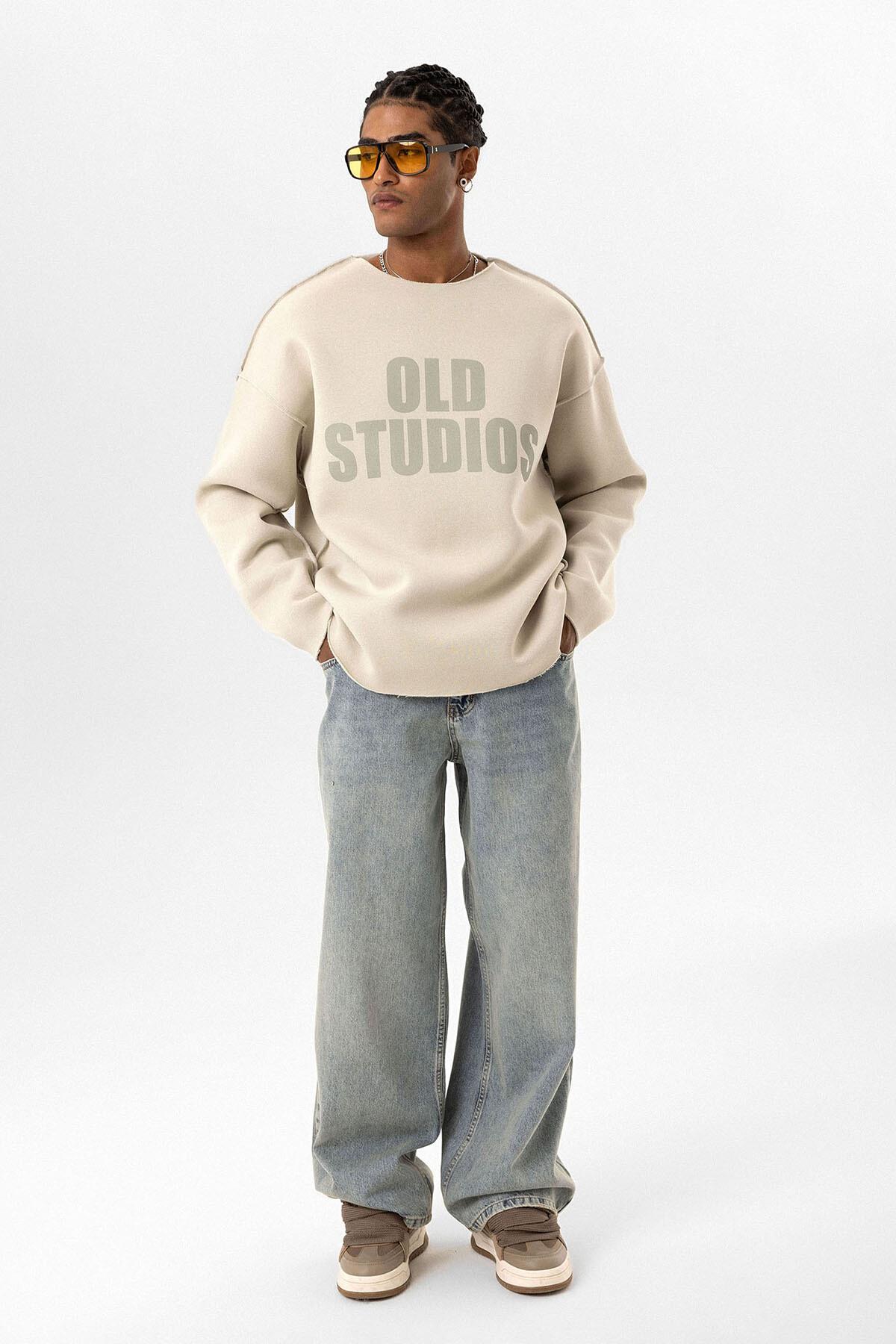 Dikiş Detaylı Overıze Sweatshirt Buz Grisi