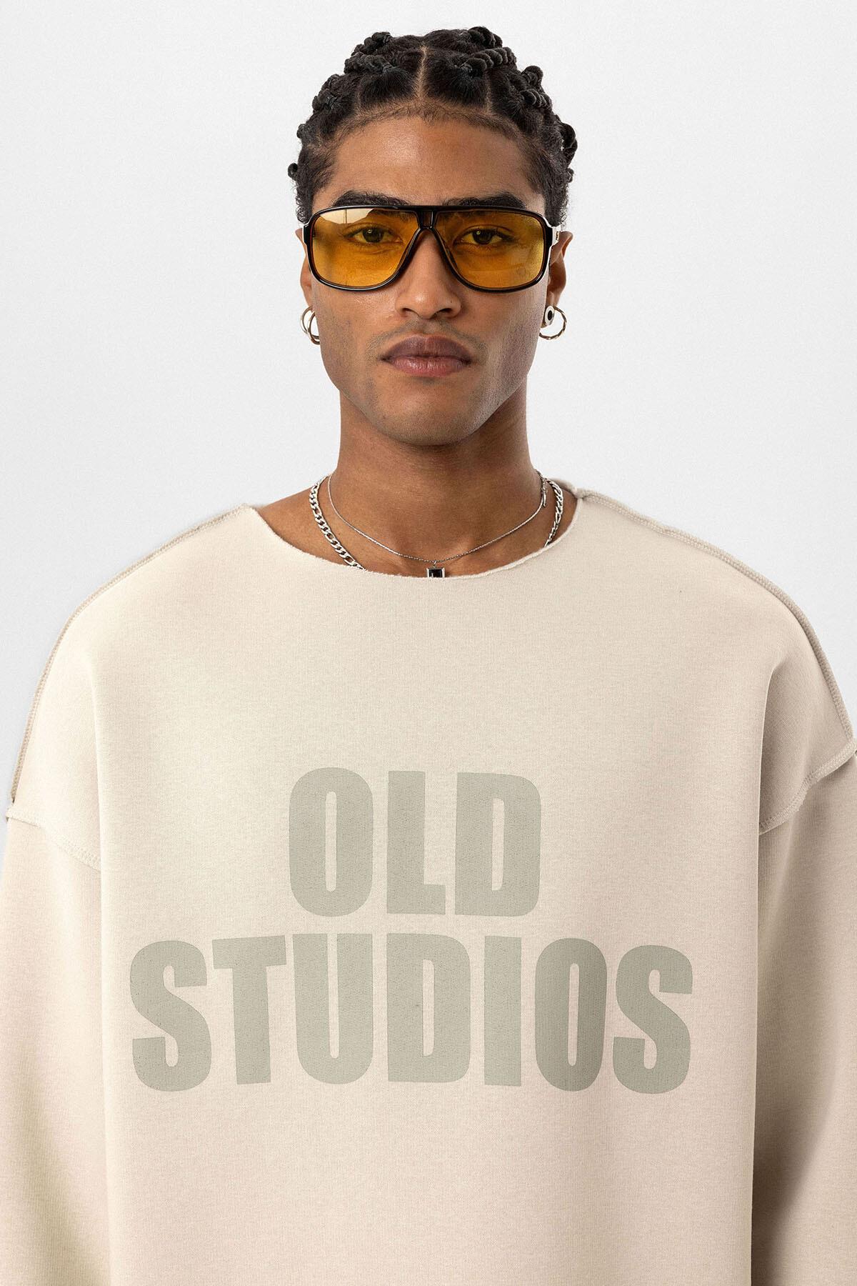 Dikiş Detaylı Overıze Sweatshirt Buz Grisi