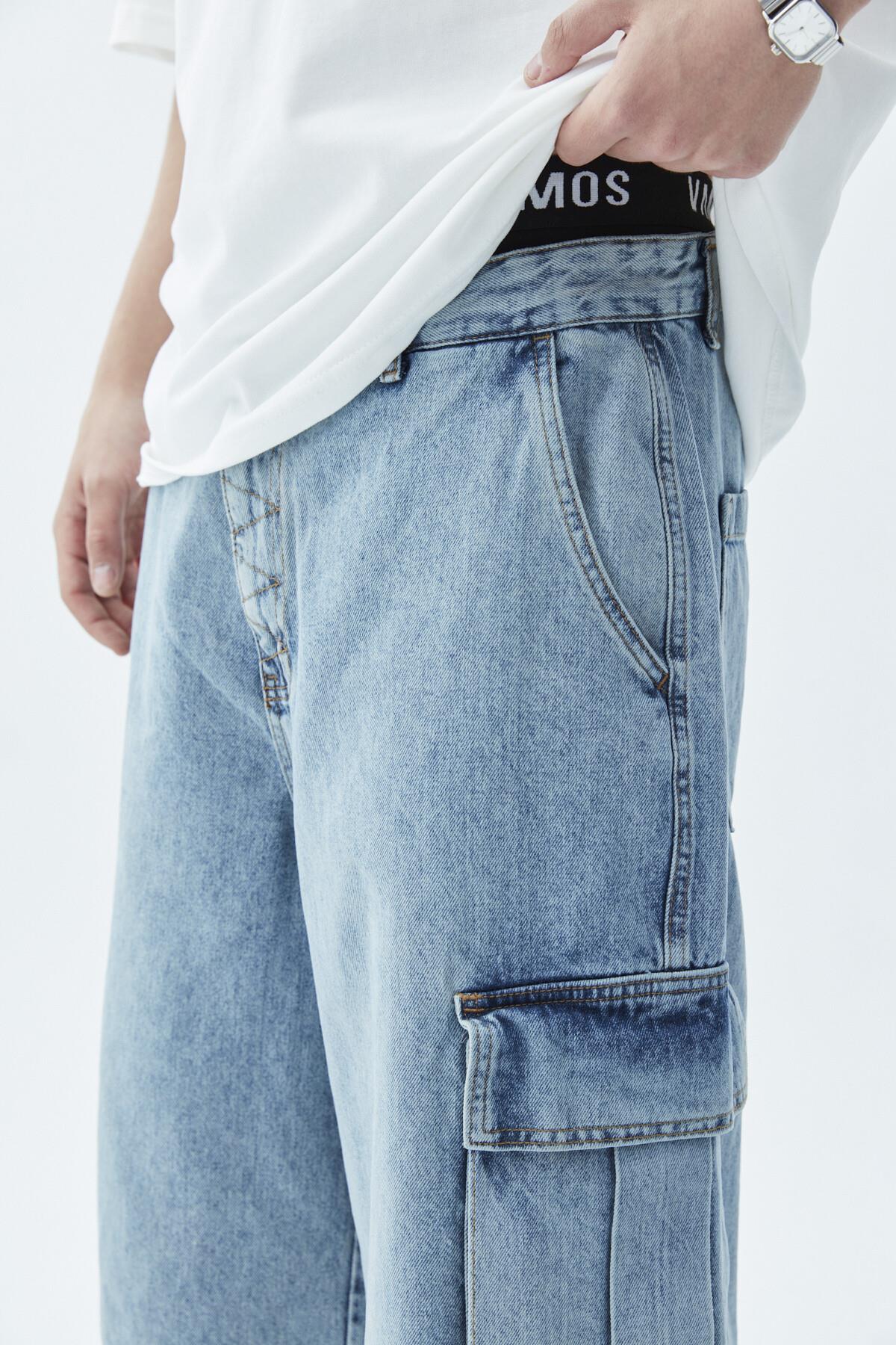 Oversize Bermuda Denim Şort Mavı Renk-1