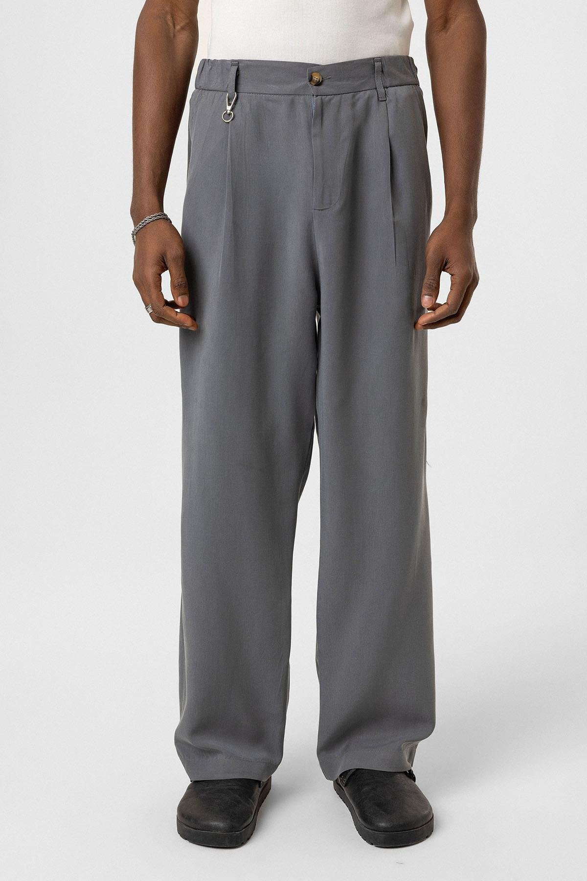 Relaxed Fit Kumaş  Pantolon Gri