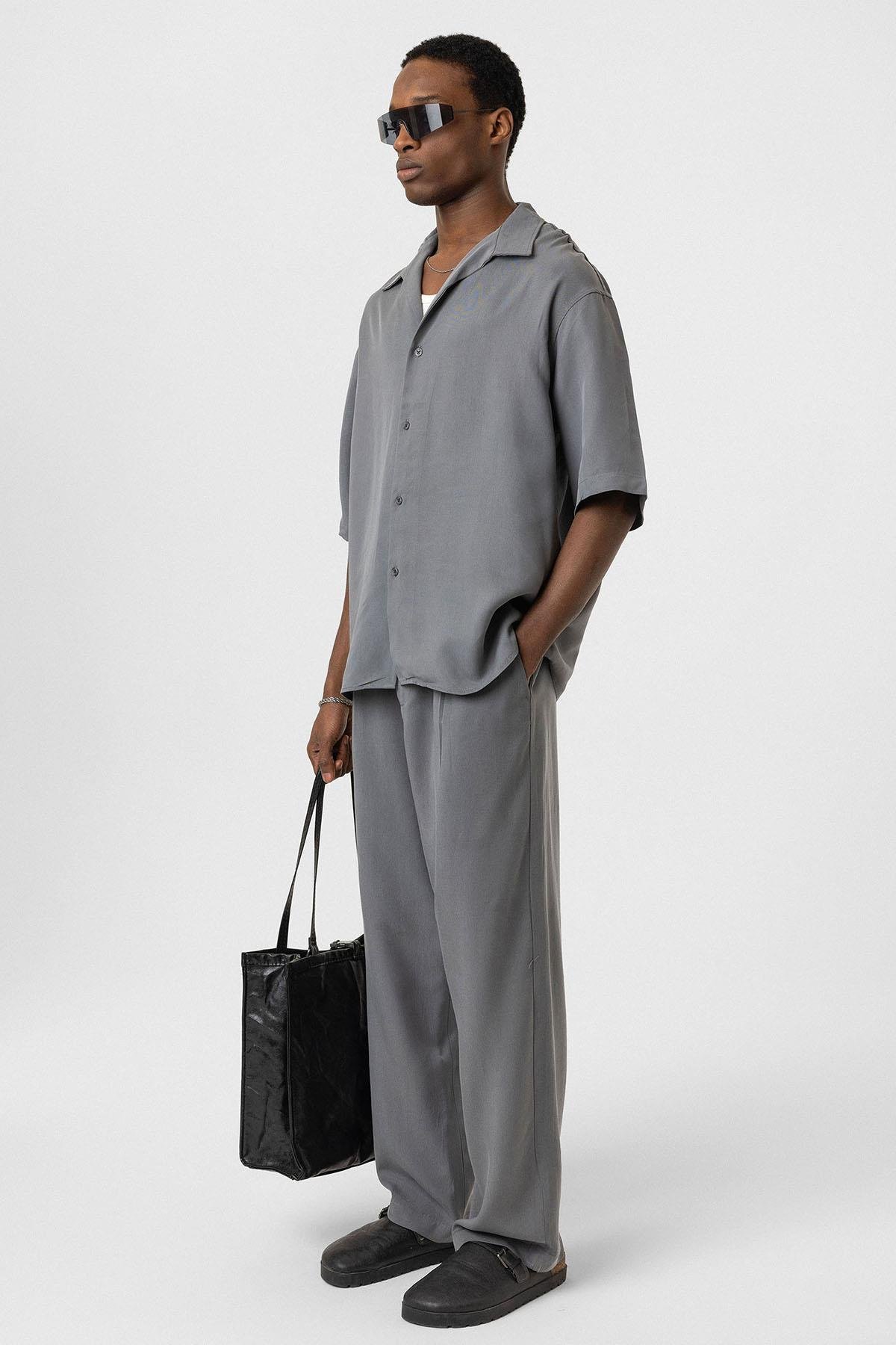 Relaxed Fit Kumaş  Pantolon Gri