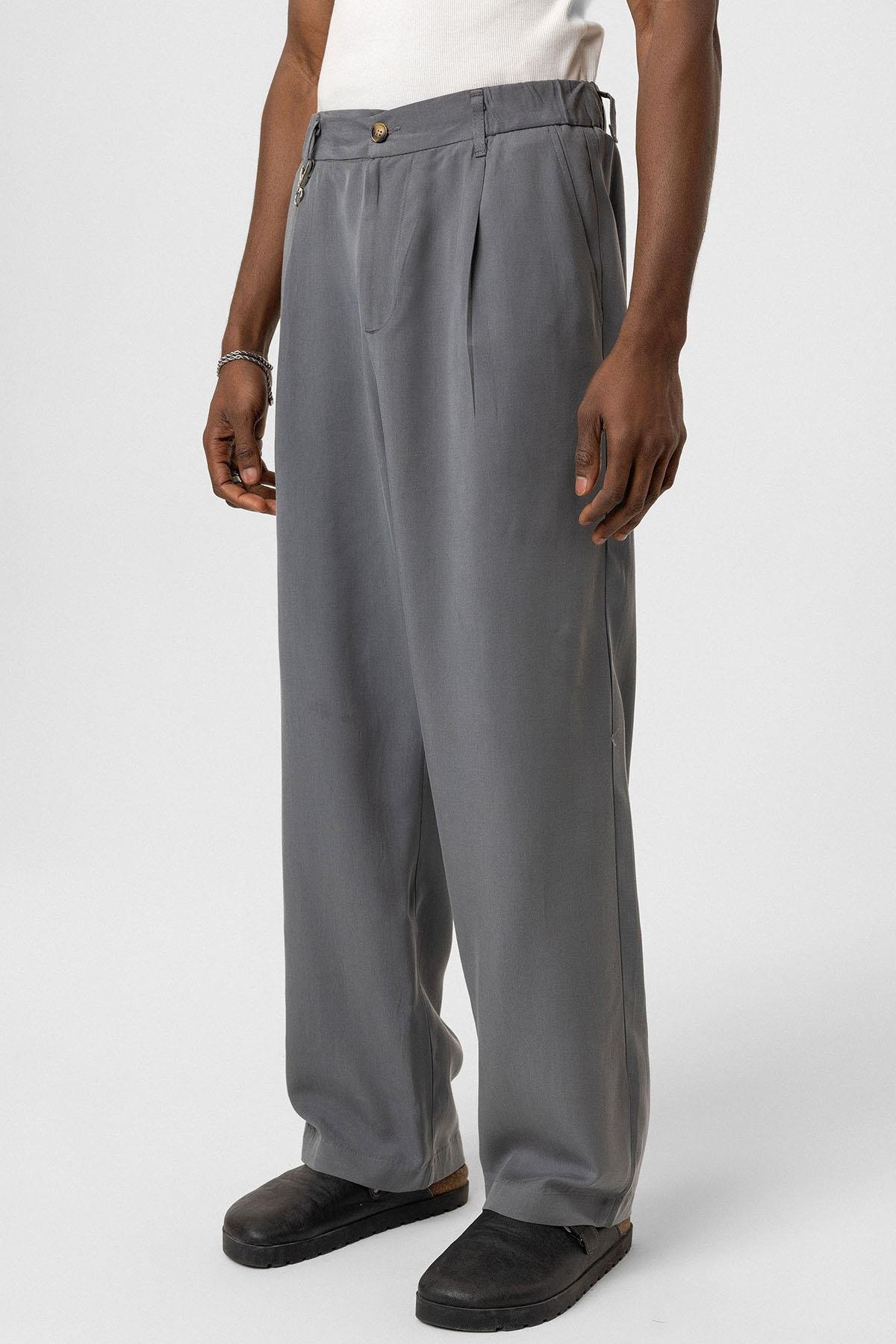 Relaxed Fit Kumaş  Pantolon Gri