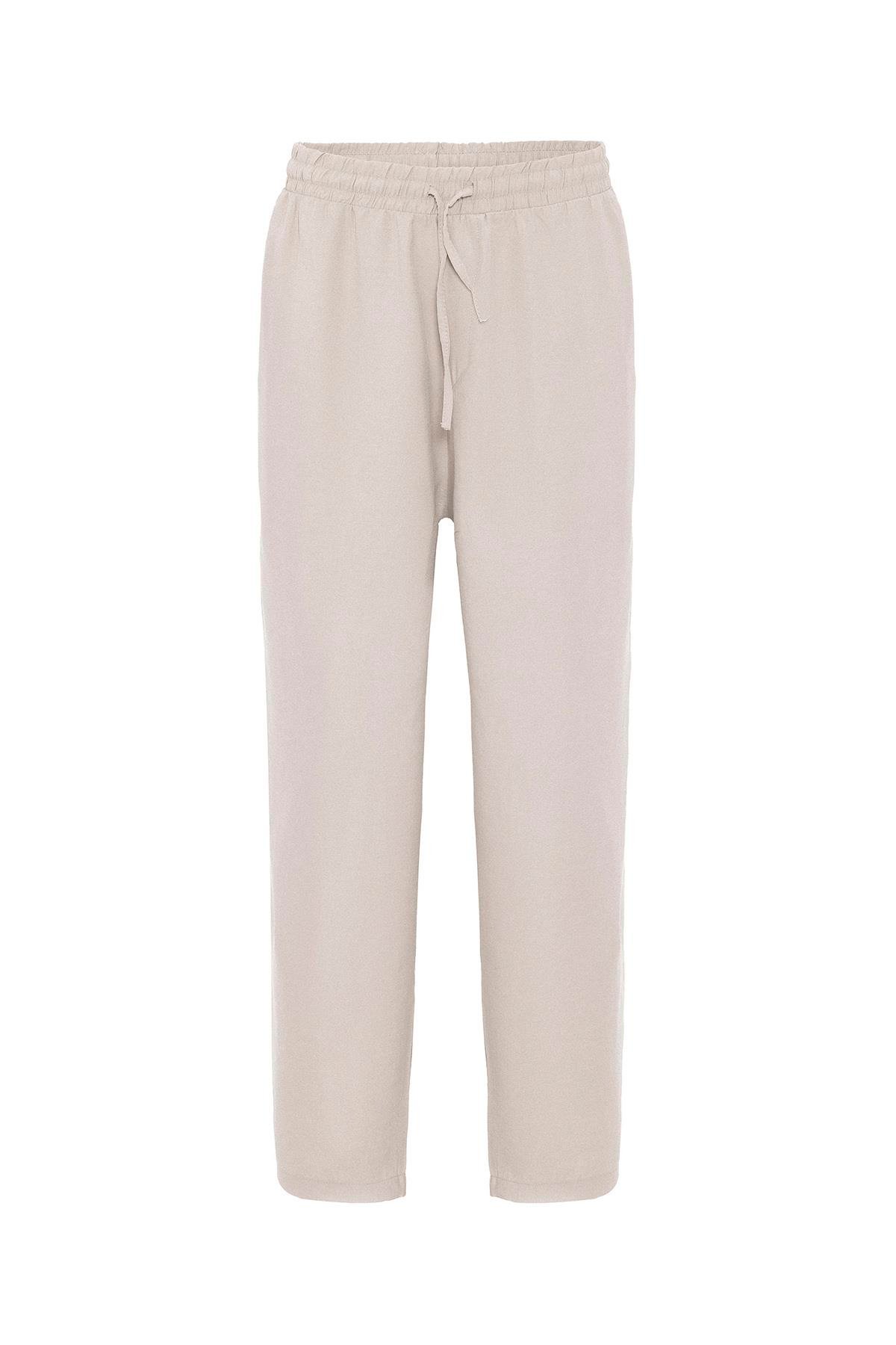 Yıkamalı Baggy Fit  Pantolon Bej
