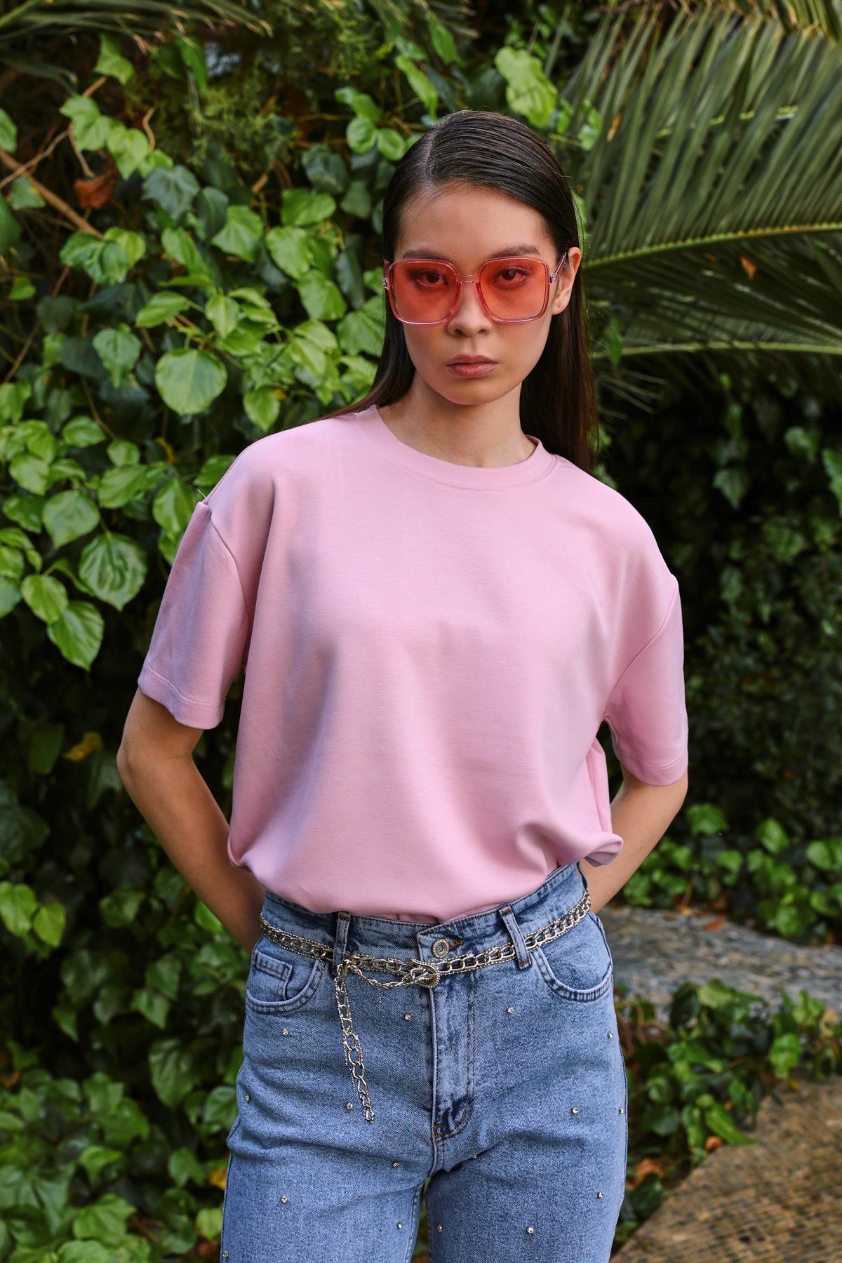 Amore Basic T-shirt Pembe