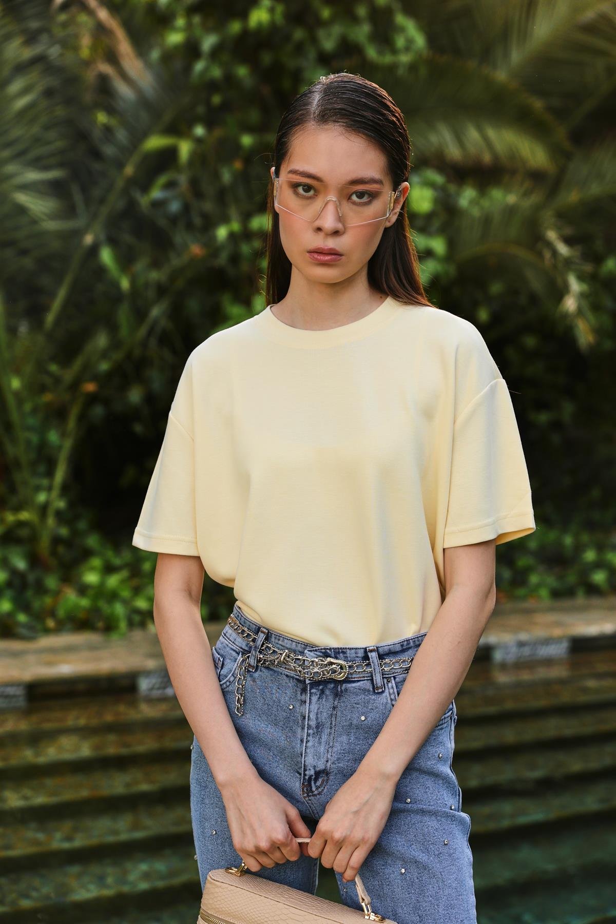 Amore Basic T-şhirt Tereyağı Sarısı