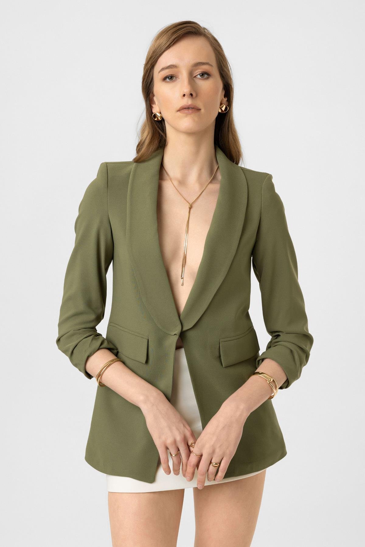 Armonıa Önü Açık Blazer Ceket Haki 