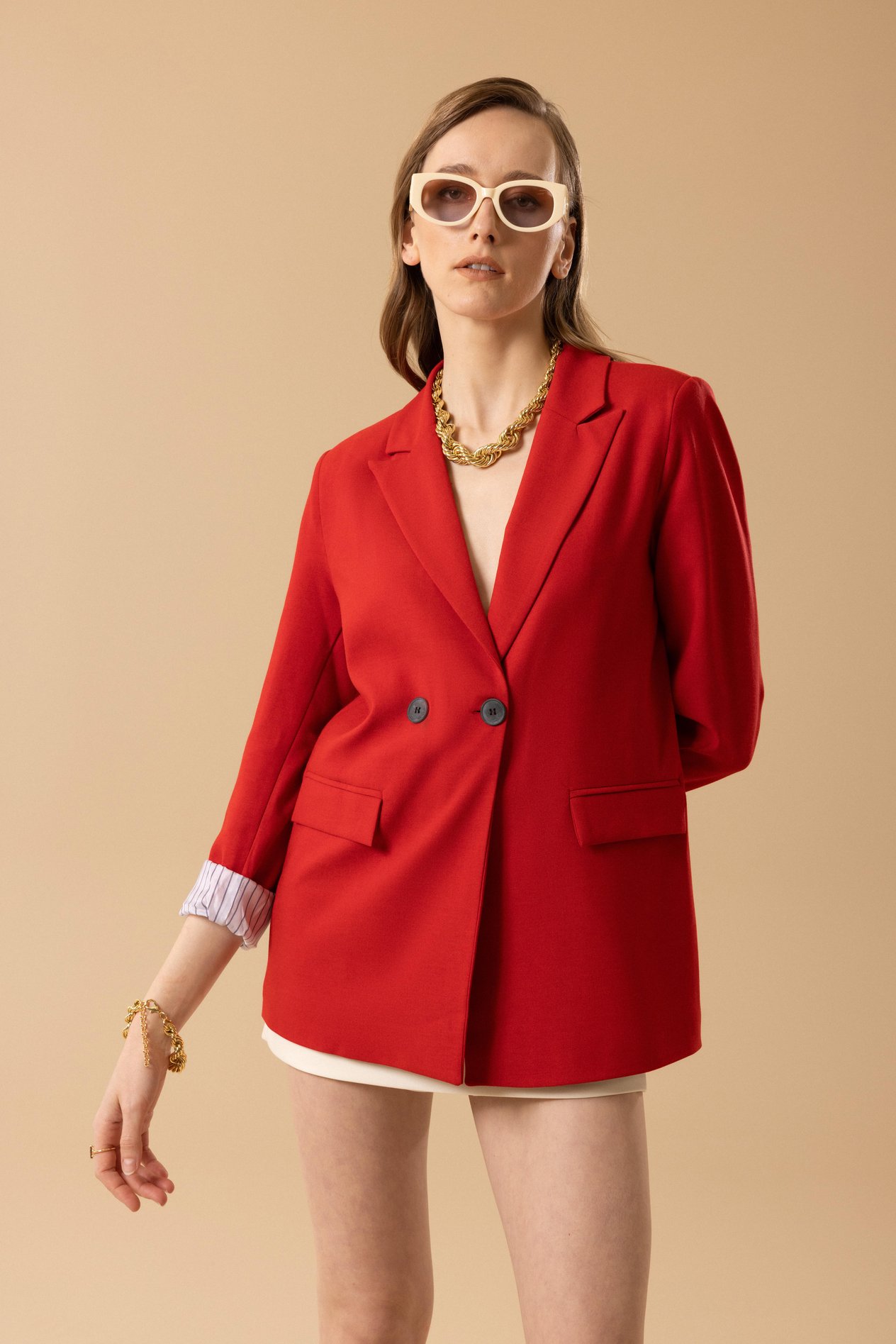 Lucine Blazer Düğmeli Ceket Kırmızı