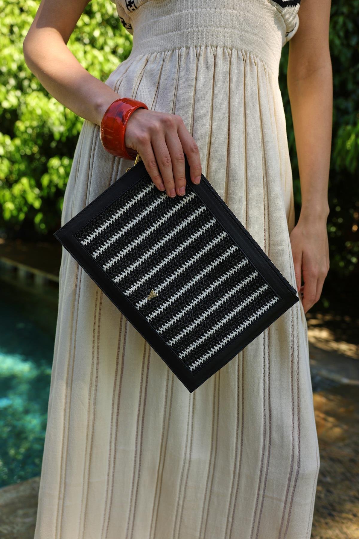 Tereson Hasır Clutch Siyah
