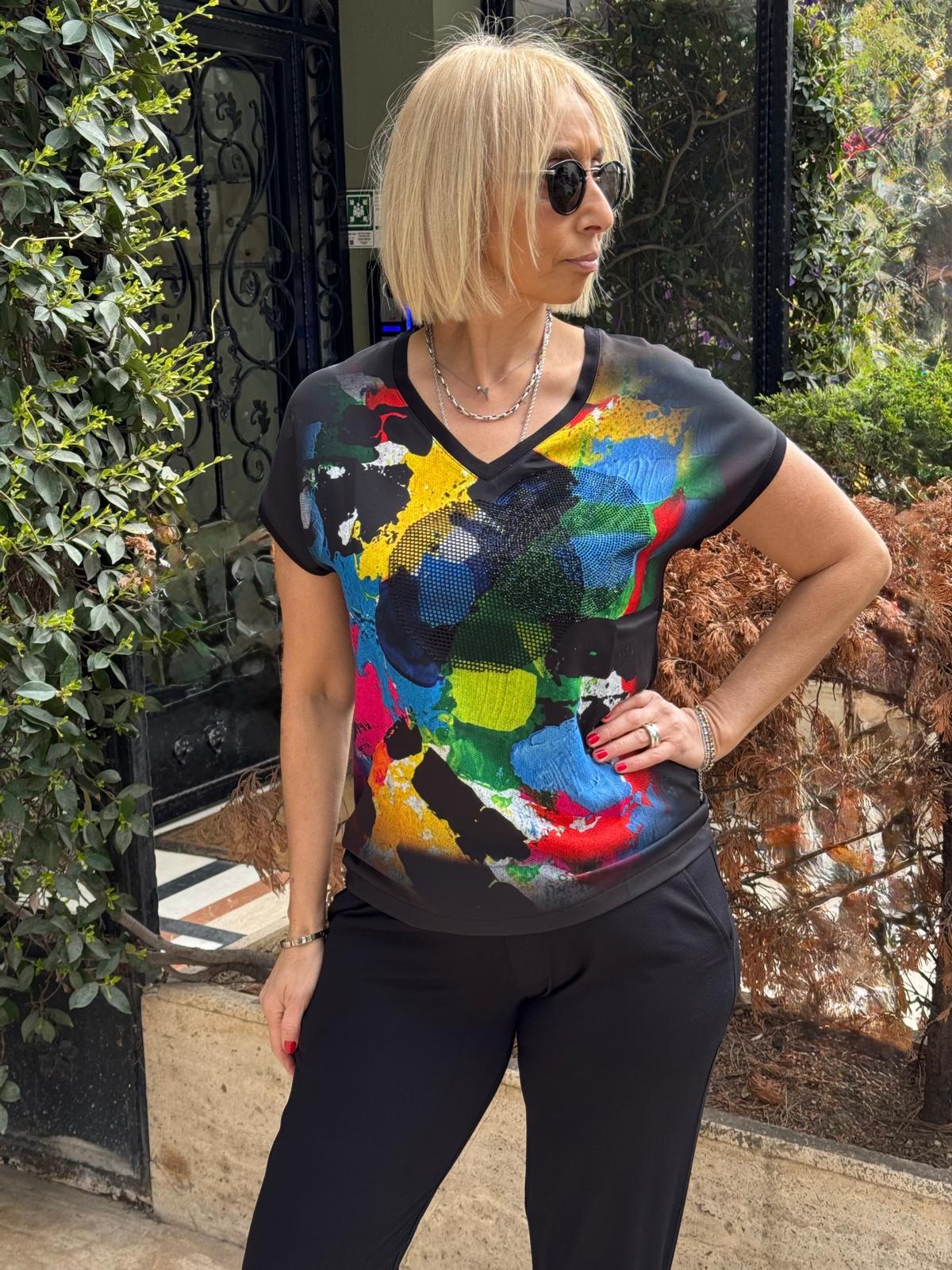Dijital Baskı File Garnili Tshirt