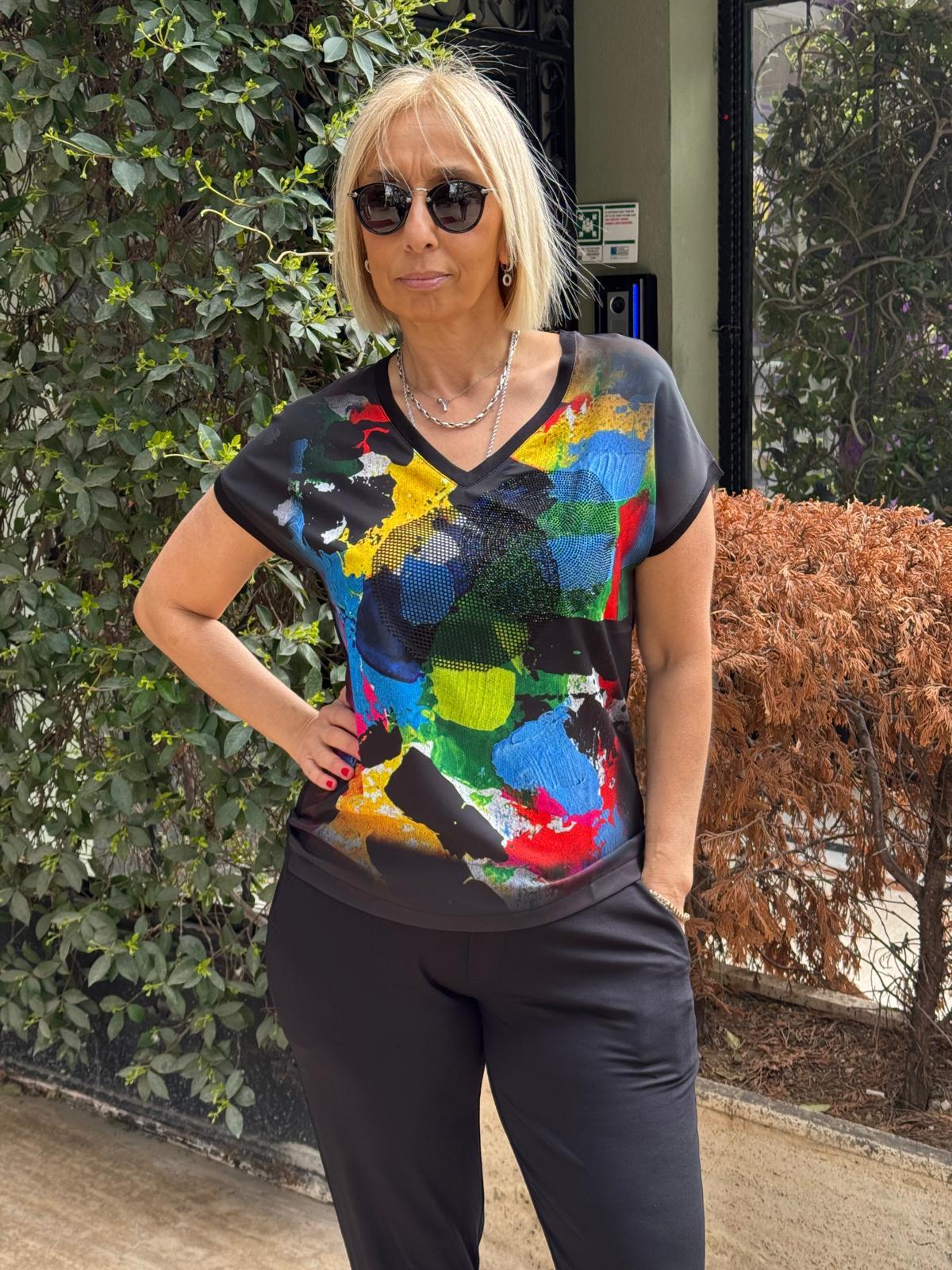 Dijital Baskı File Garnili Tshirt