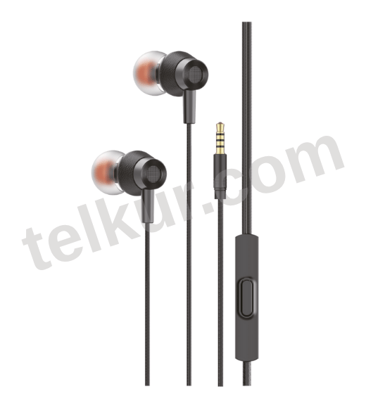 ALLME LS630SİYAH 3.5 Jack Girişli Halat Kablo Desenli Silikon Kulaklık Siyah  