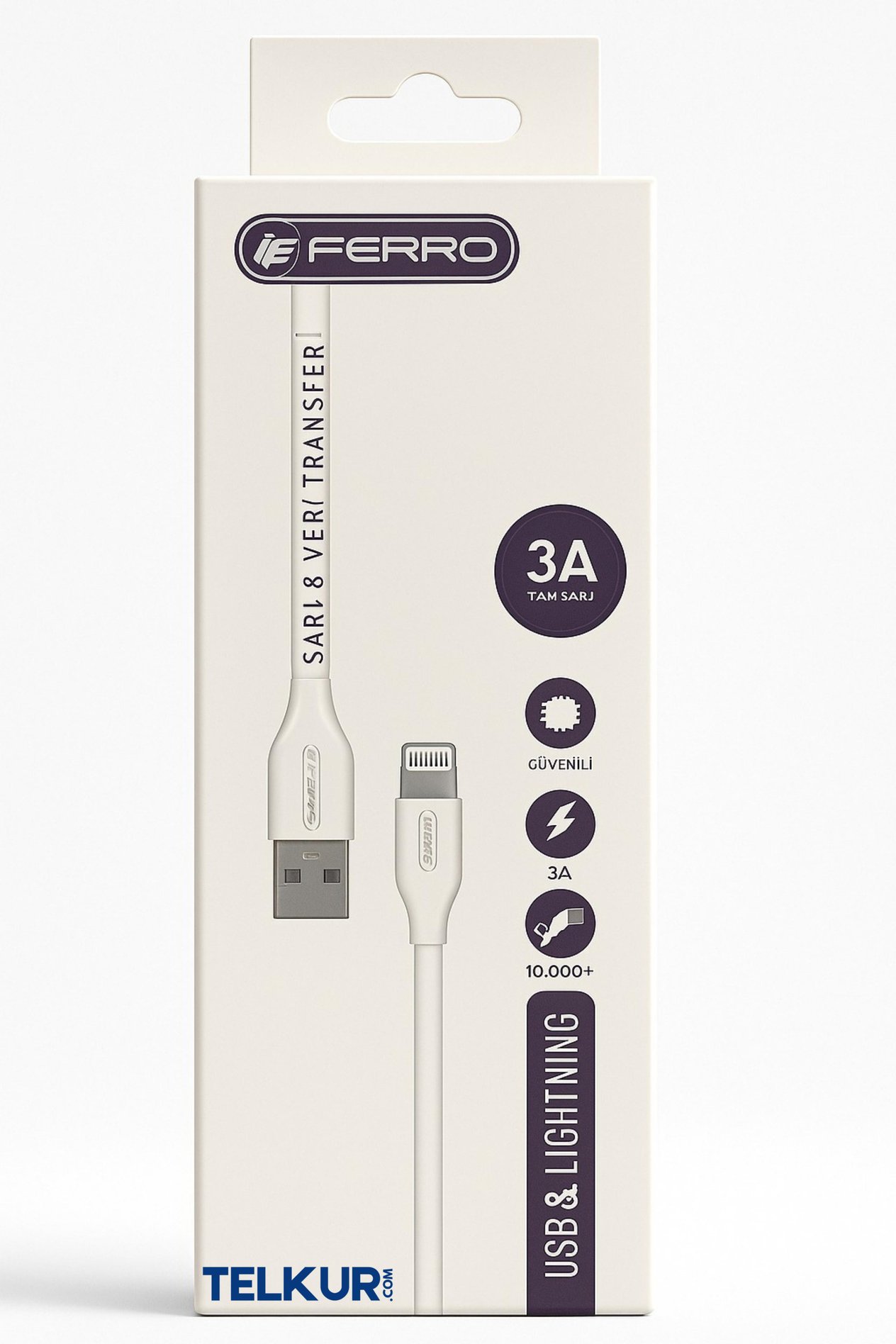 FERRO FC-14 Usb & Lightıng  Hızlı Şarj ve Data Kablosu 3.0 Amper