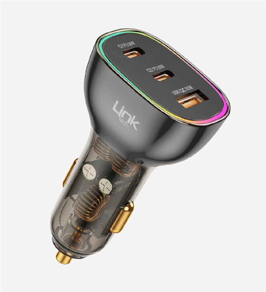 LinkTech C506 Şeffaf 80W Çift PD (30+20W)& QC 30W Süper Hızlı Araç Şarj Cihazı 