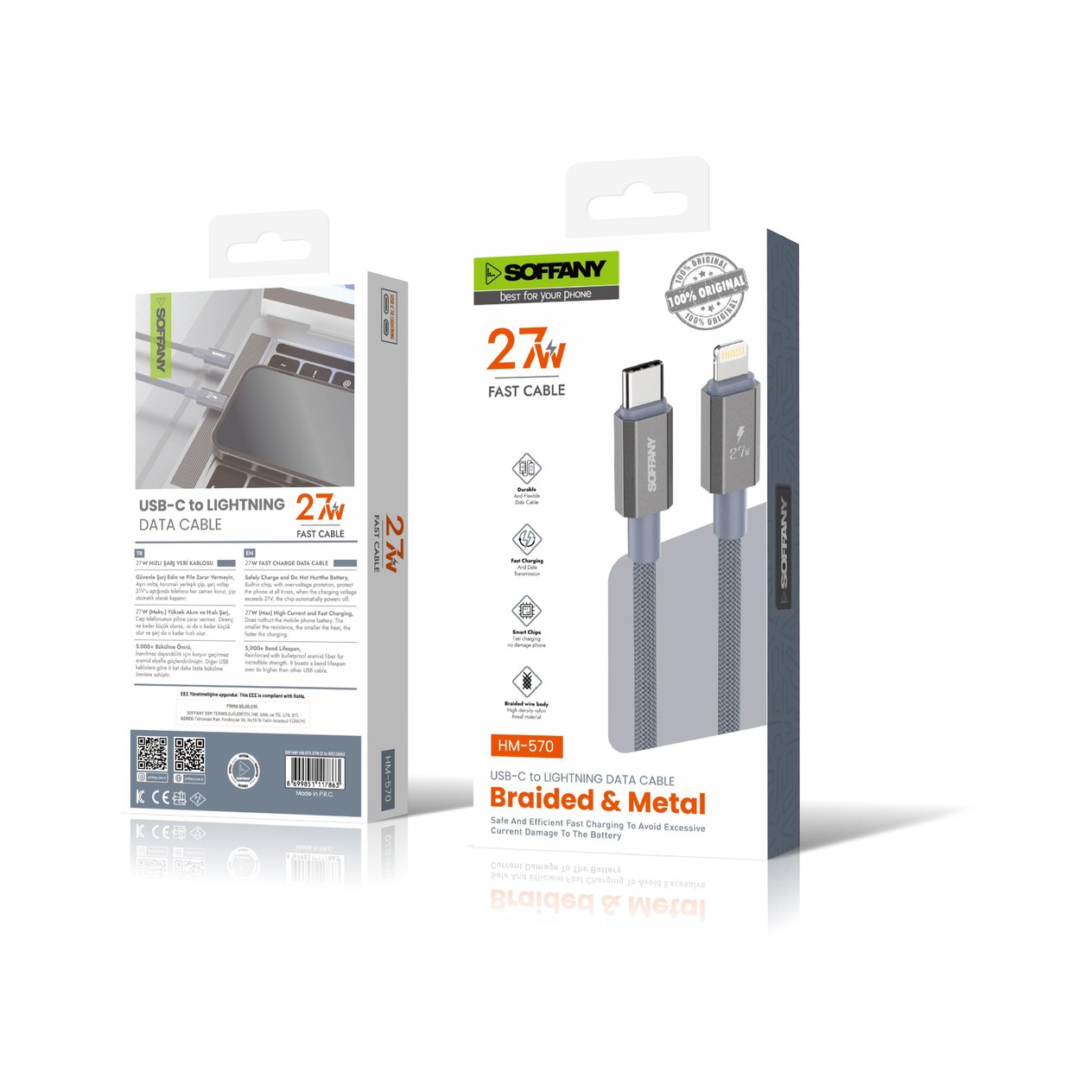 Soffany HM-570 LIGHTNING to USB-C Kablo
