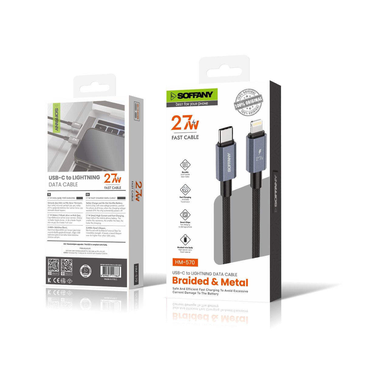Soffany HM-570 LIGHTNING to USB-C Kablo