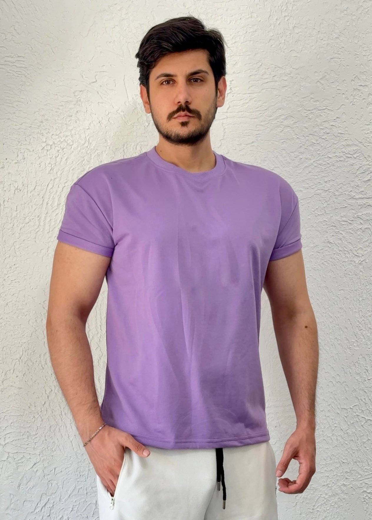 Özel kesim Kolları dar Oversize T-shirt / Lila - BSC03