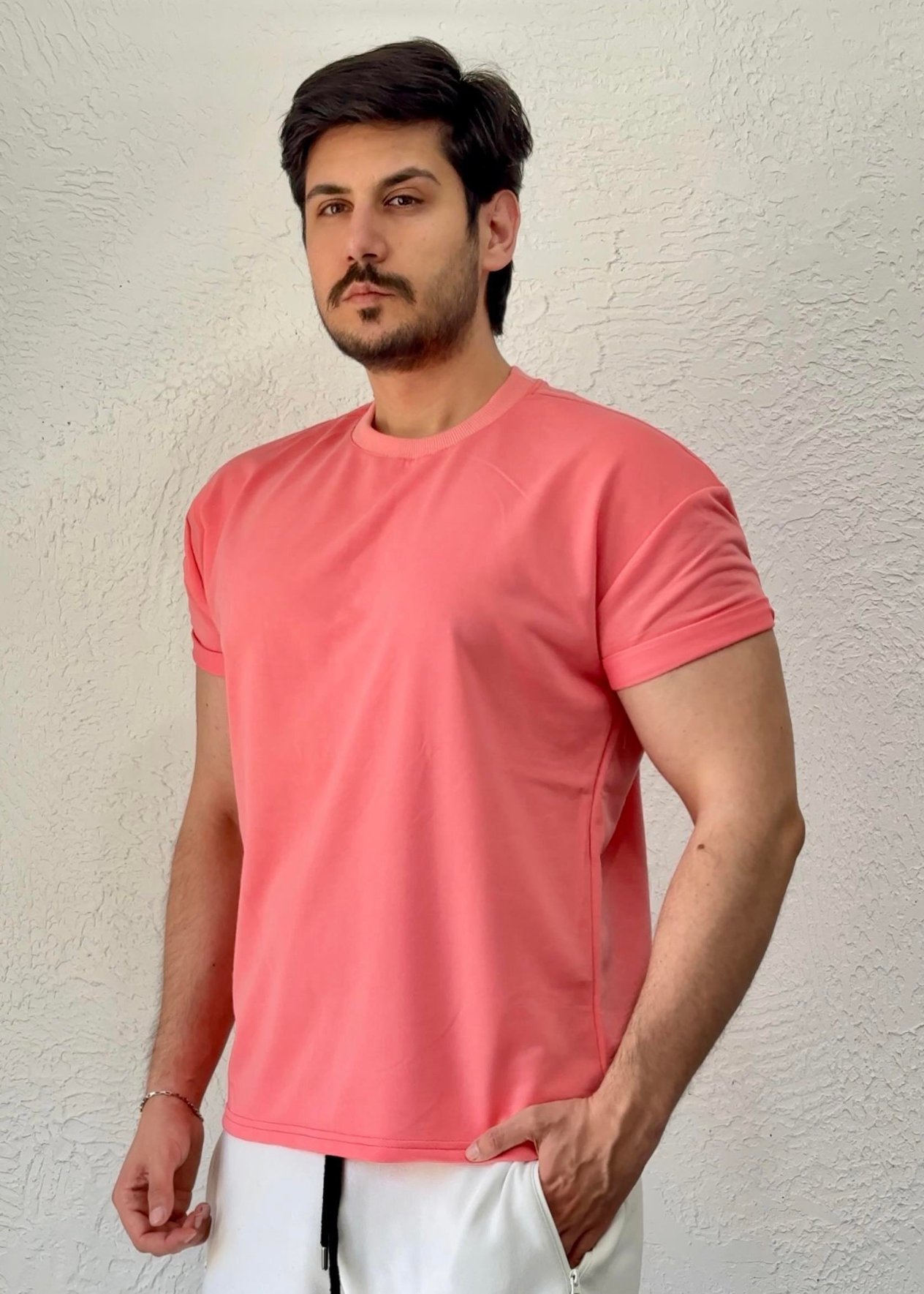 Özel kesim Kolları dar Oversize T-shirt / Pemb - BSC03