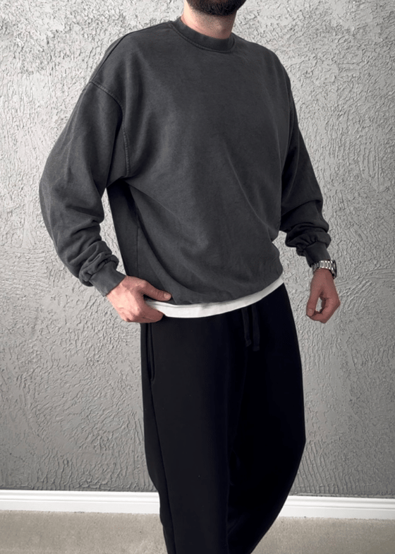Premium Kalite Oversize Kalıp Sweatshirt/ ANTRASİT GRİ- YKM05