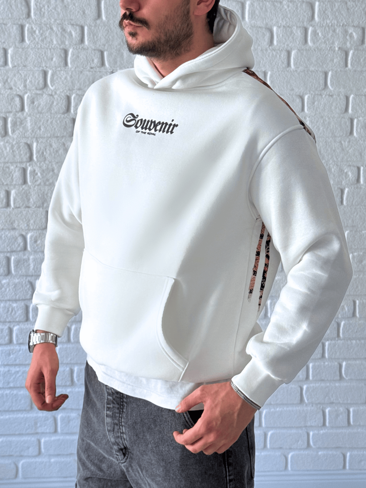 Premium Kalite Oversize Kalıp Yüksek Kaliteli Baskı Sweatshirt- Beyaz/ SWT02