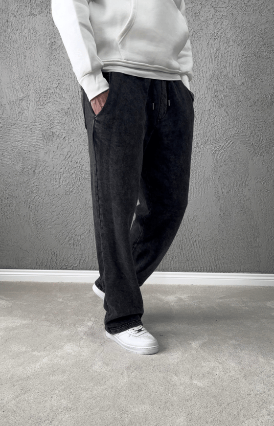 Premium Kalite Yıkamalı Baggy Eşofman Altı/ ANTRASİT GRİ - YKM06