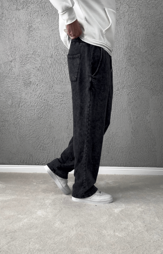 Premium Kalite Yıkamalı Baggy Eşofman Altı/ ANTRASİT GRİ - YKM06