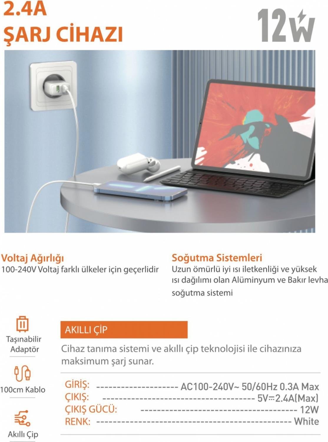 LDNIO EV ŞARJ SETİ A2221 + TYPE-C KABLO
